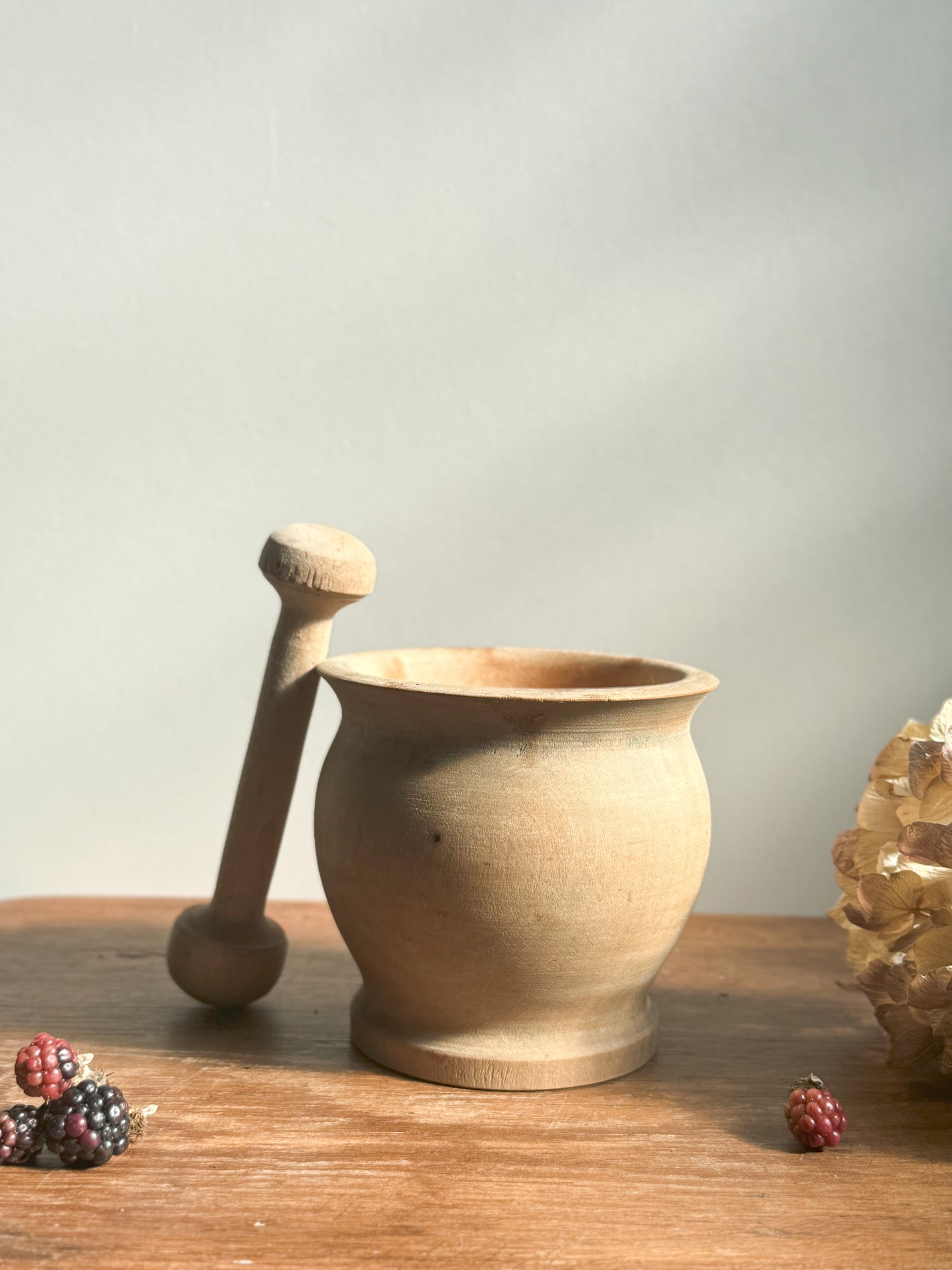 Vintage Small Wooden Pestle & Mortar