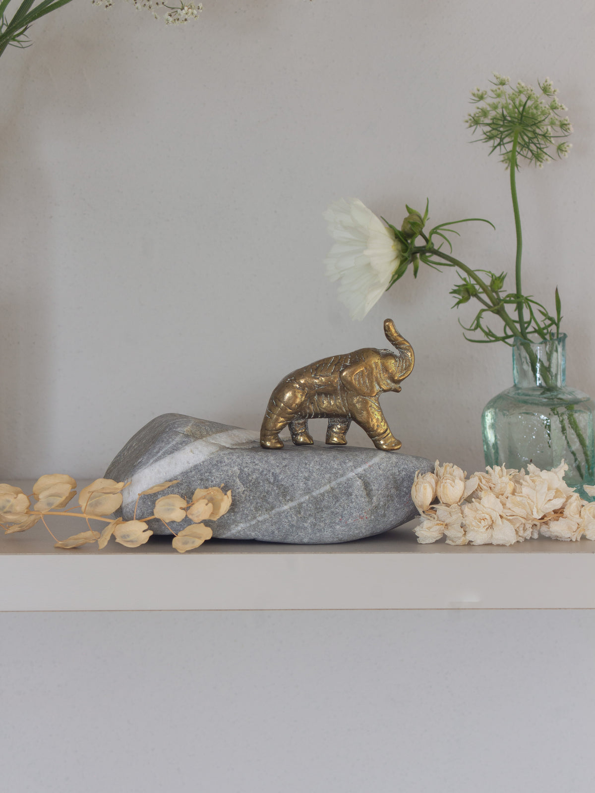 Vintage Solid Brass Elephant Miniature