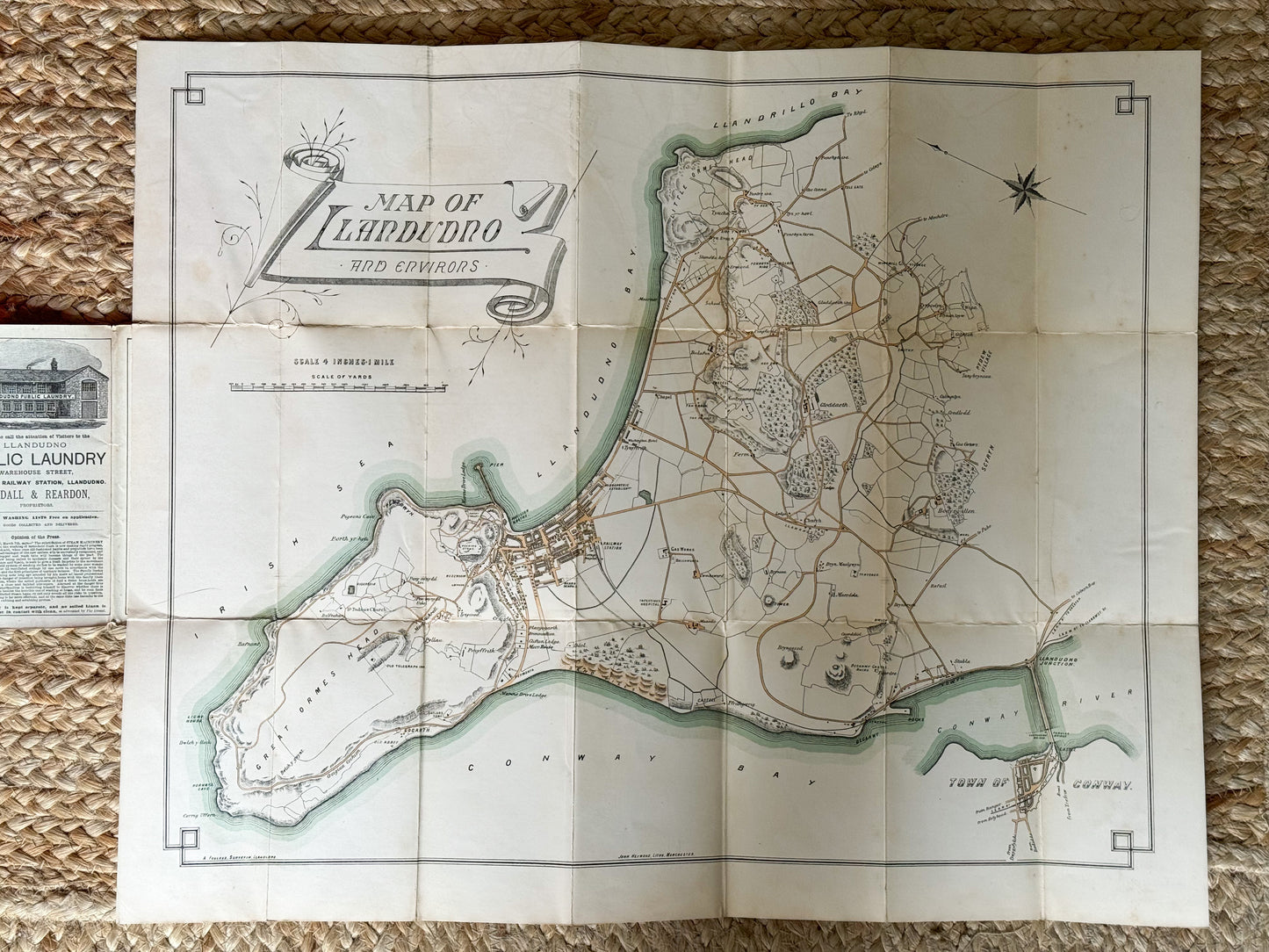 Antique John Heywood’s Map of Llandudno, North Wales
