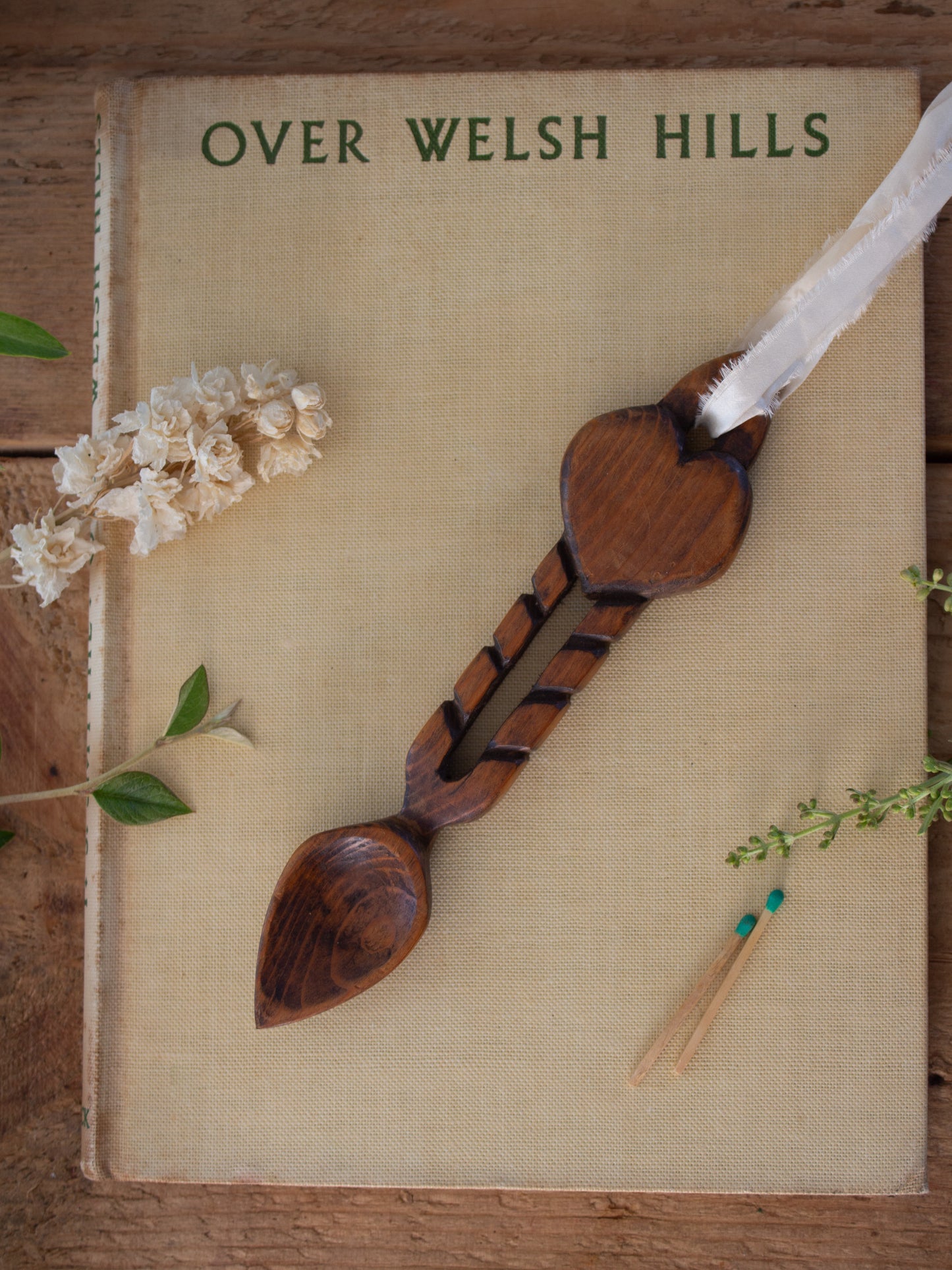 Vintage Hand-Carved Welsh Love Spoon