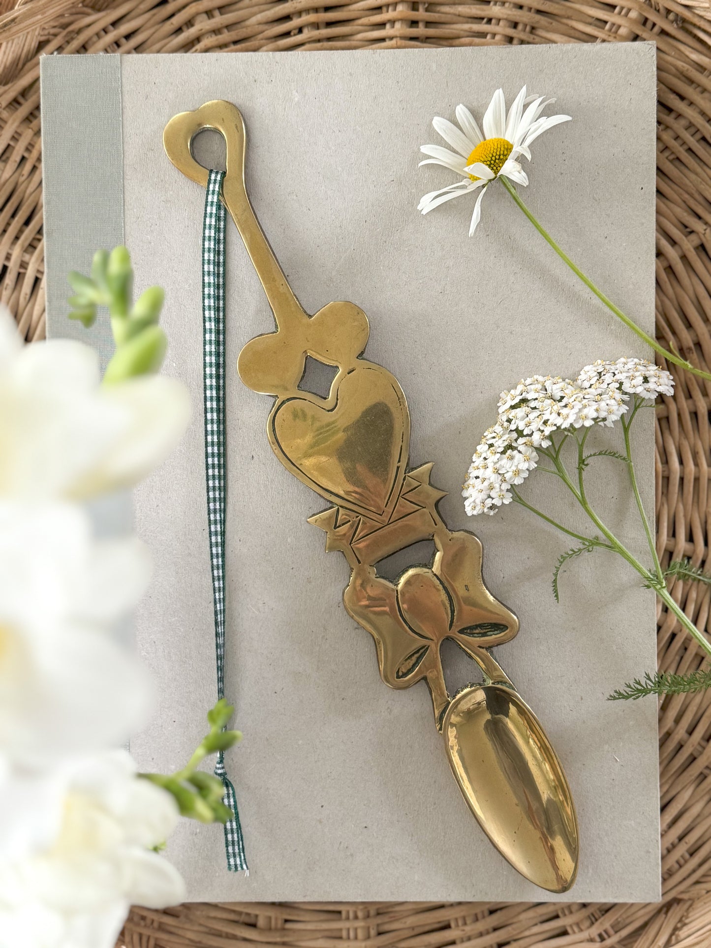 Vintage Solid Brass Love Spoon