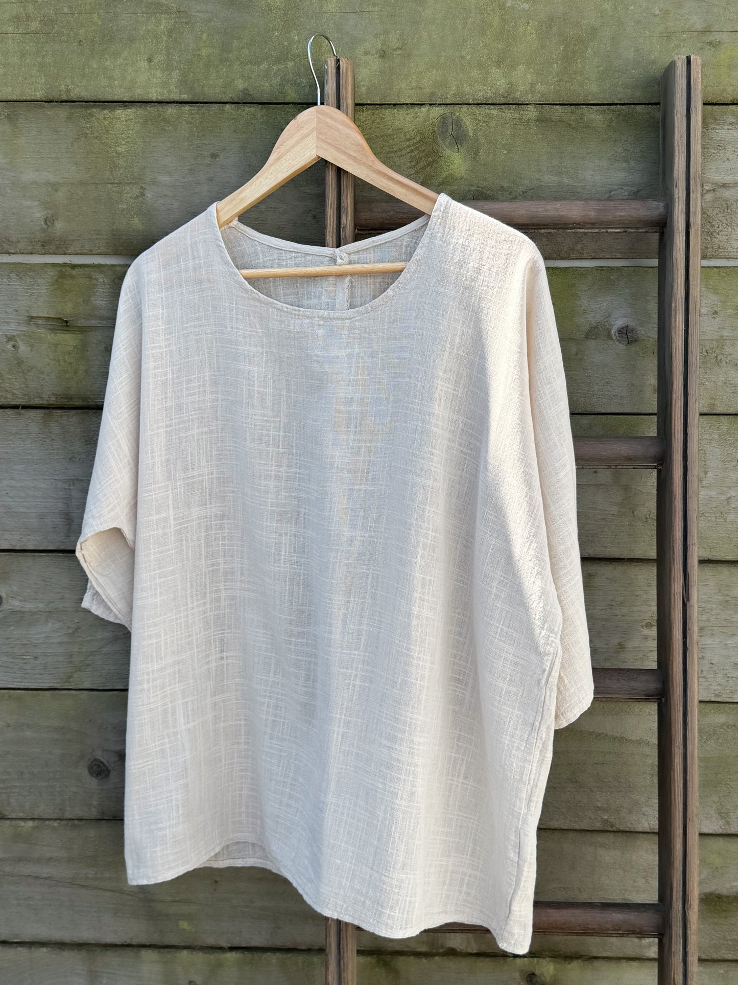 Vintage Textured Italian Cotton Tunic Top, Made in Italy, Size L