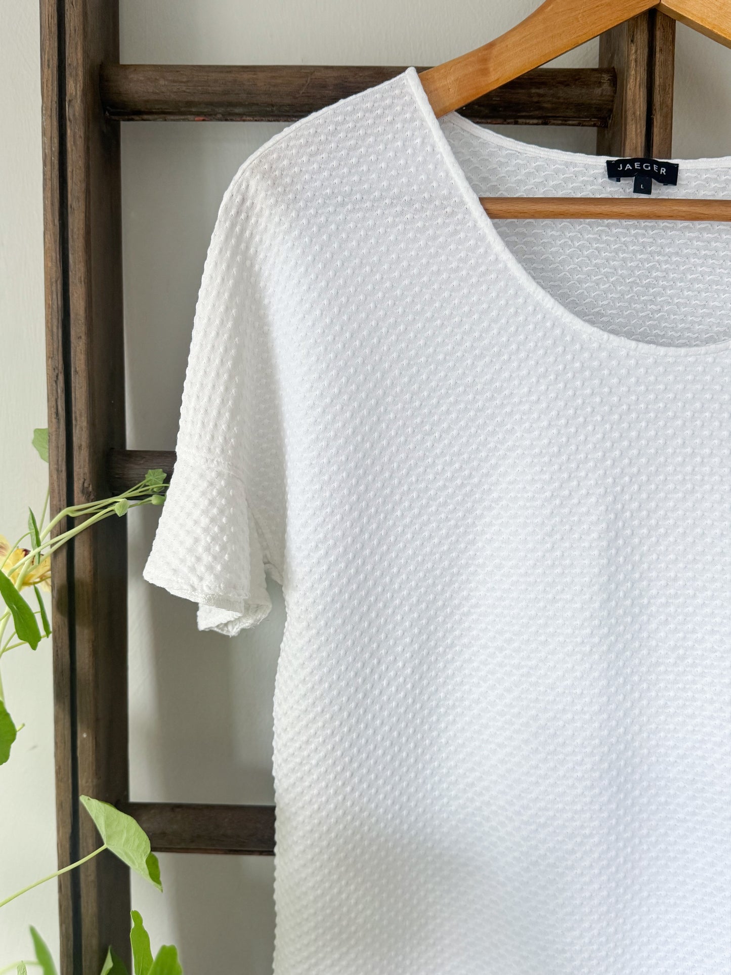 Jaeger Textured Cotton Top, Size L (Made in Portugal)