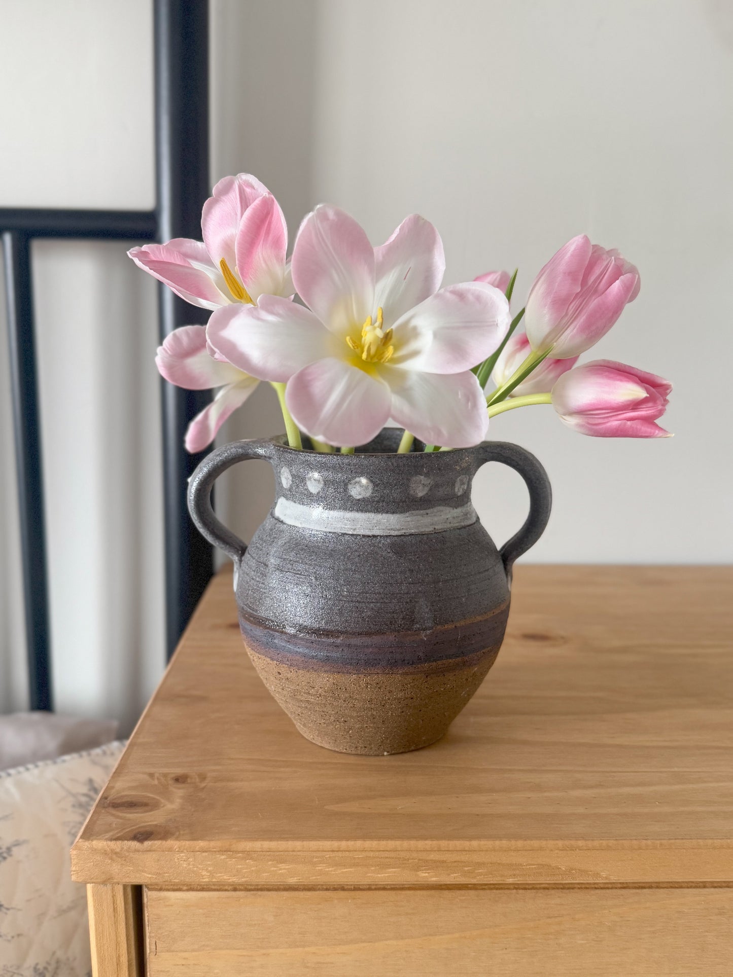 Vintage Studio Pottery Salt Glazed Handled Pot