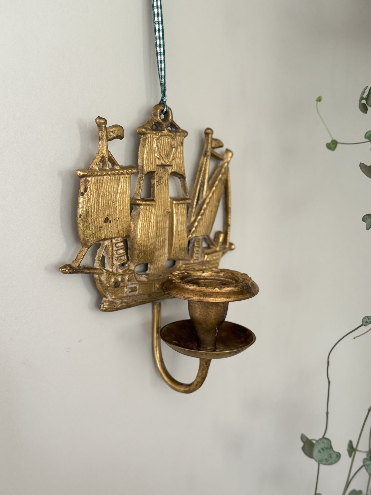 Vintage Brass Ship Wall Sconce