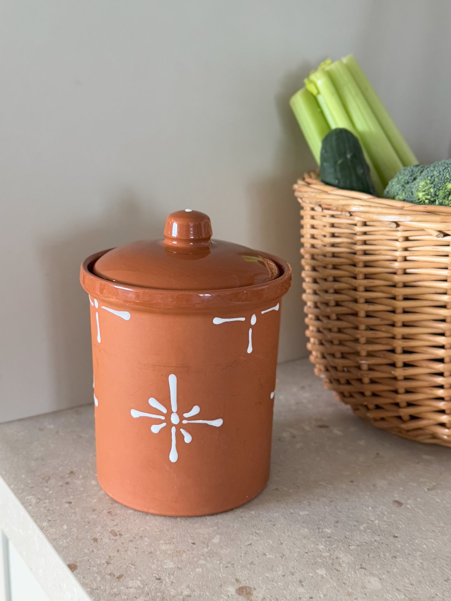 Vintage House of Fraser Terracotta Slipware Storage Canister