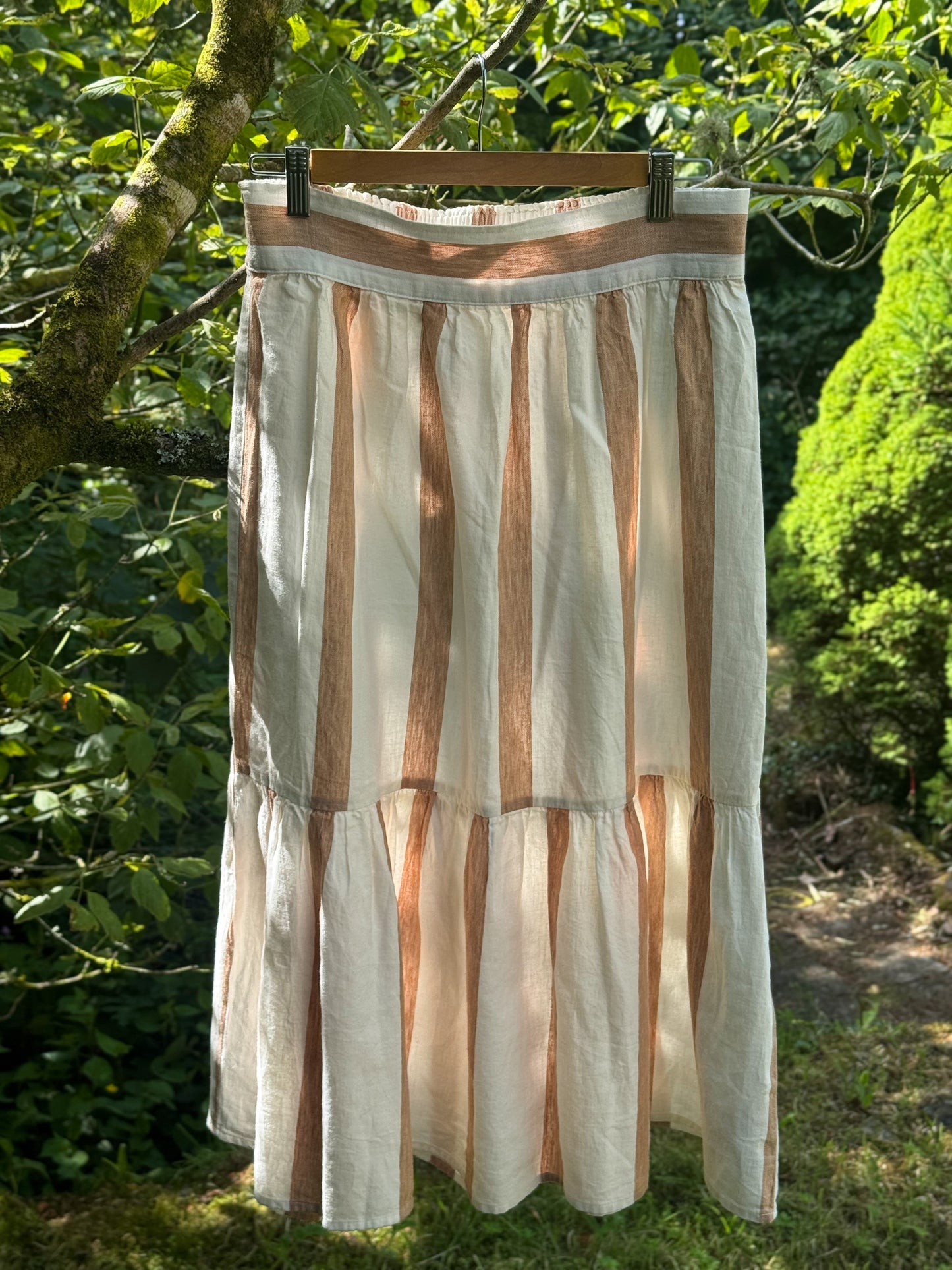 Madewell Linen & Cotton Tiered Midi Skirt, Size M (New with Tags)
