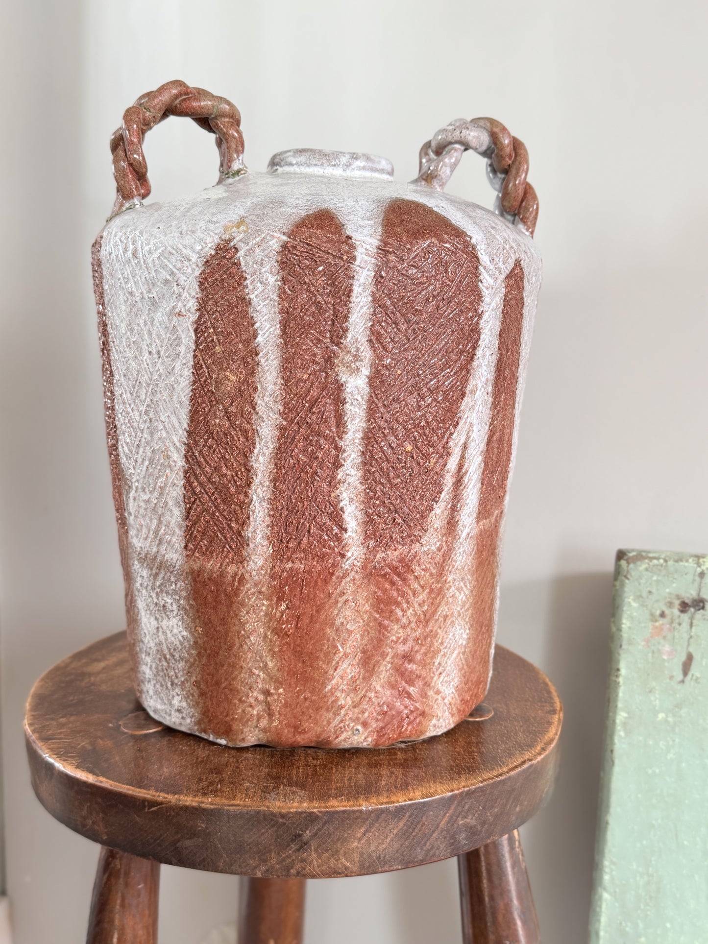 Large Midcentury French Studio Pottery Wine Jar - “Le Vin”