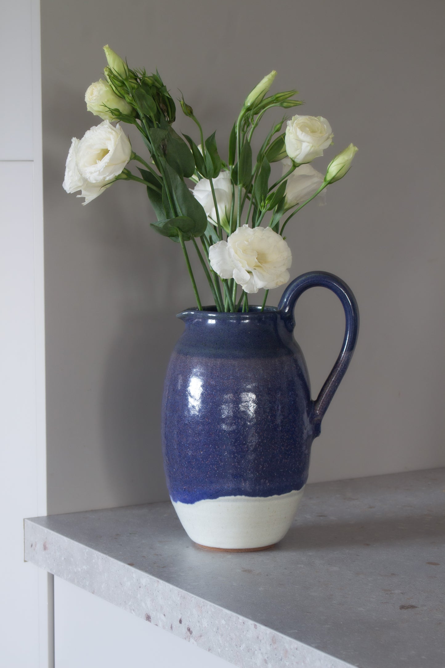 Vintage Large Blue Studio Pottery Jug by David Abbey
