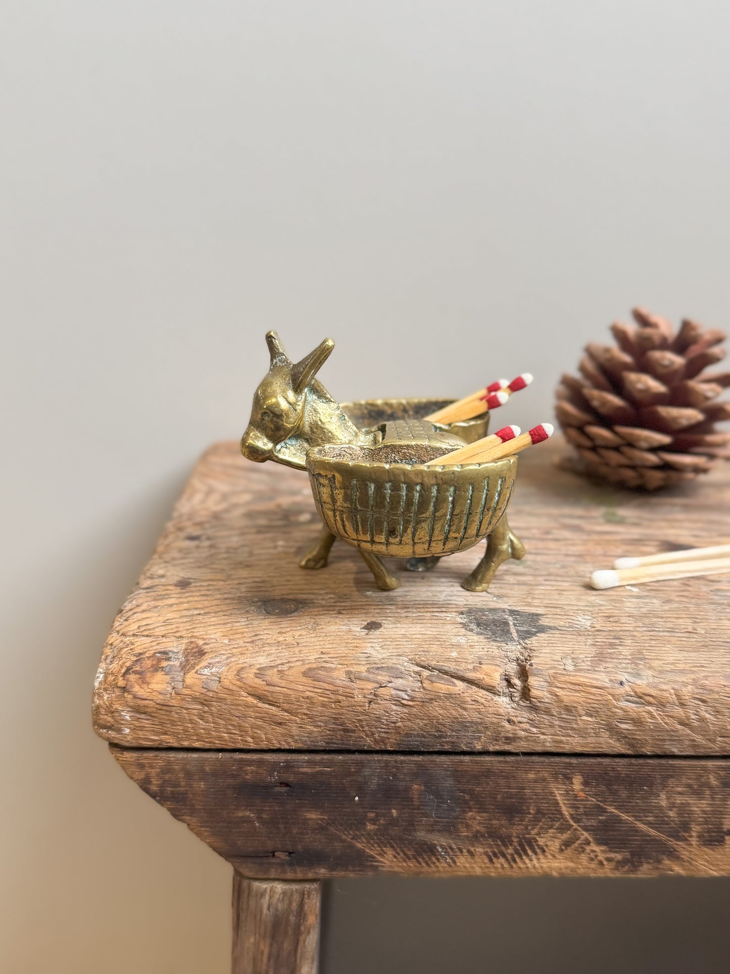 Antique Victorian Cast Brass Donkey Match Holder