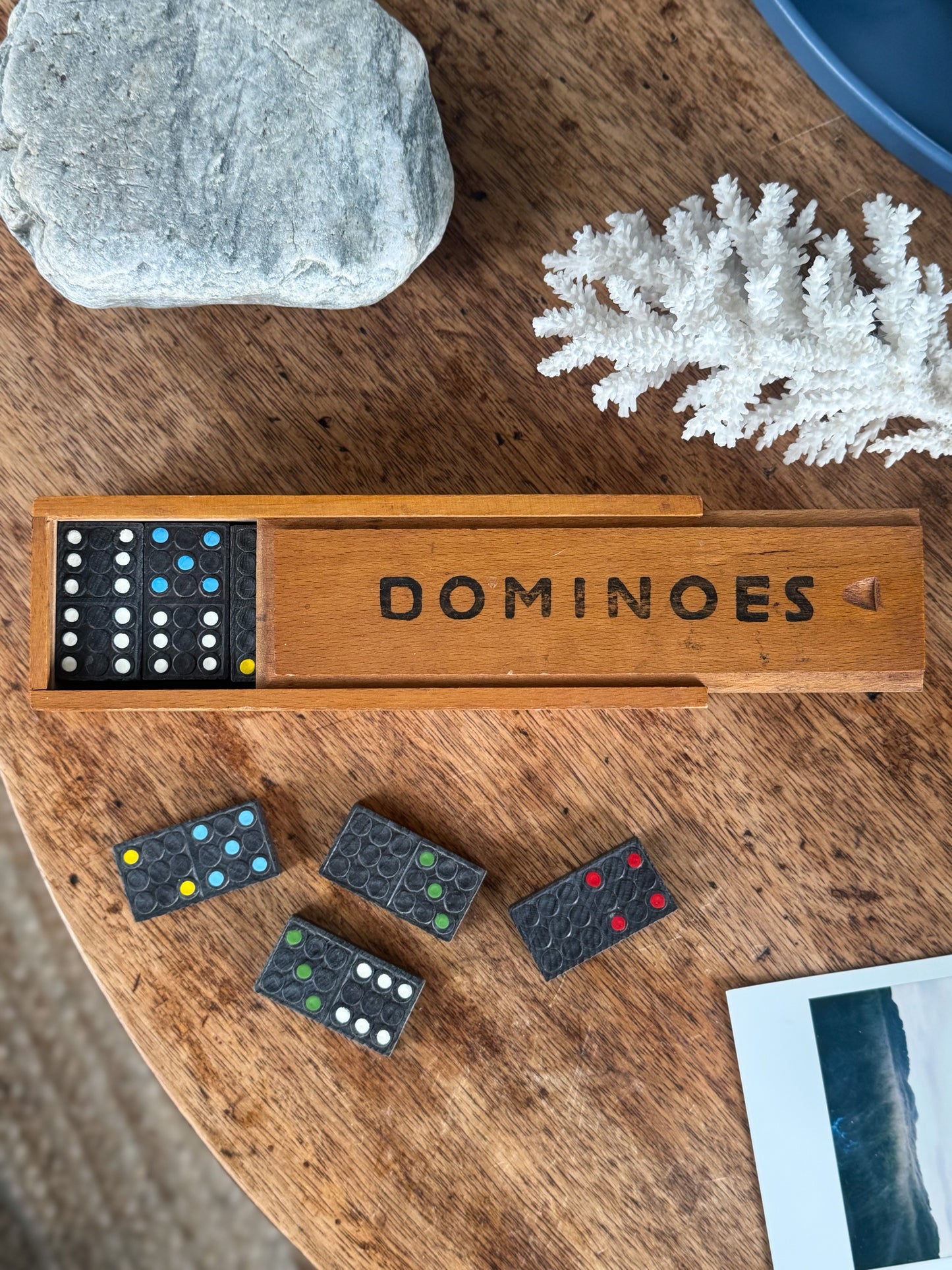 Vintage Dominoes in Wooden Box