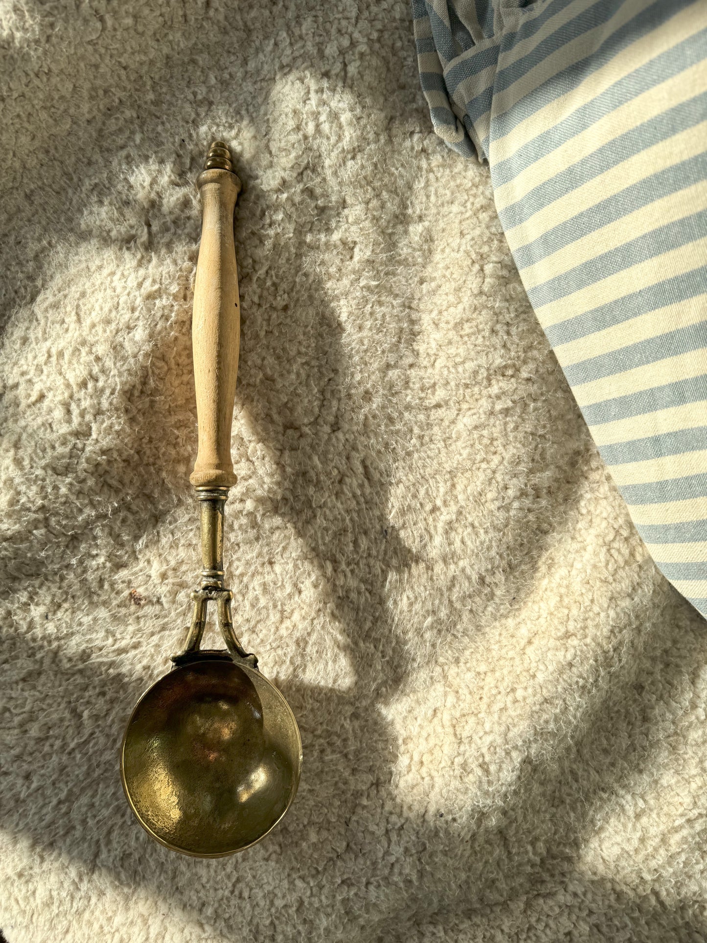 Antique Brass & Wood Large Ladle