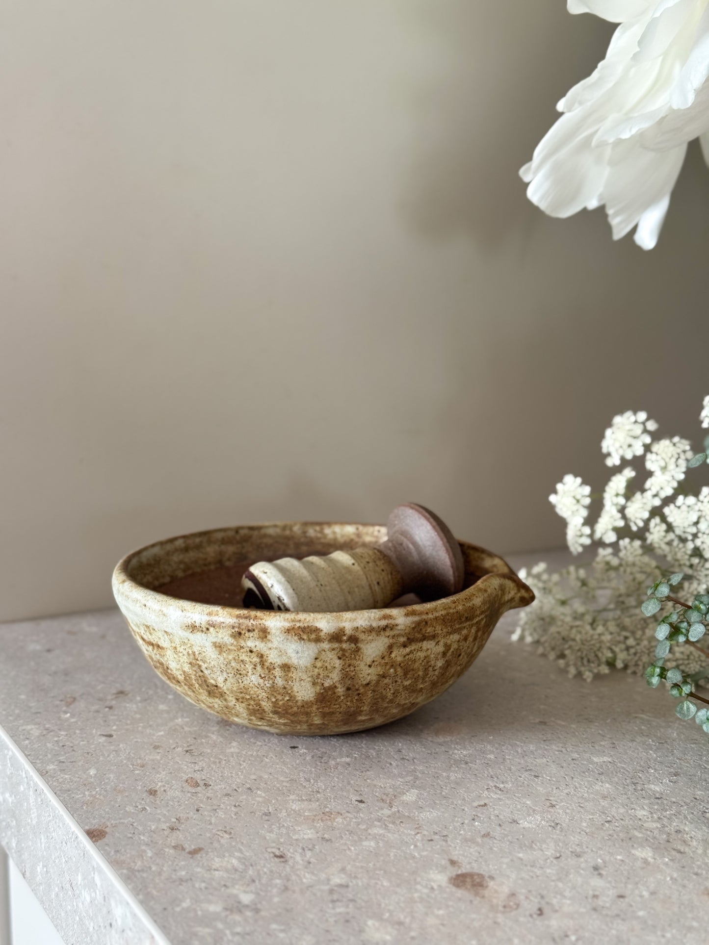 Rare Studio Pottery Pestle & Mortar by Vera Tollow