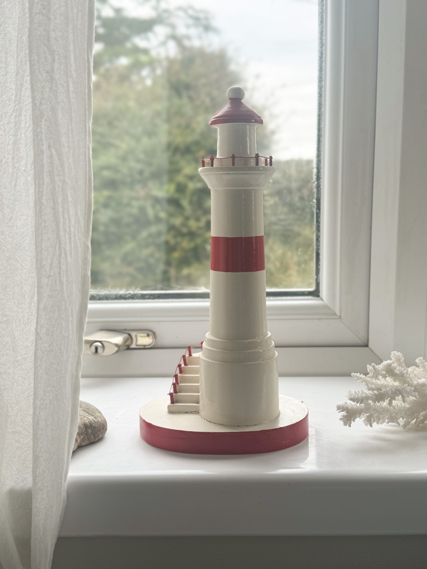Vintage Wooden Painted Lighthouse