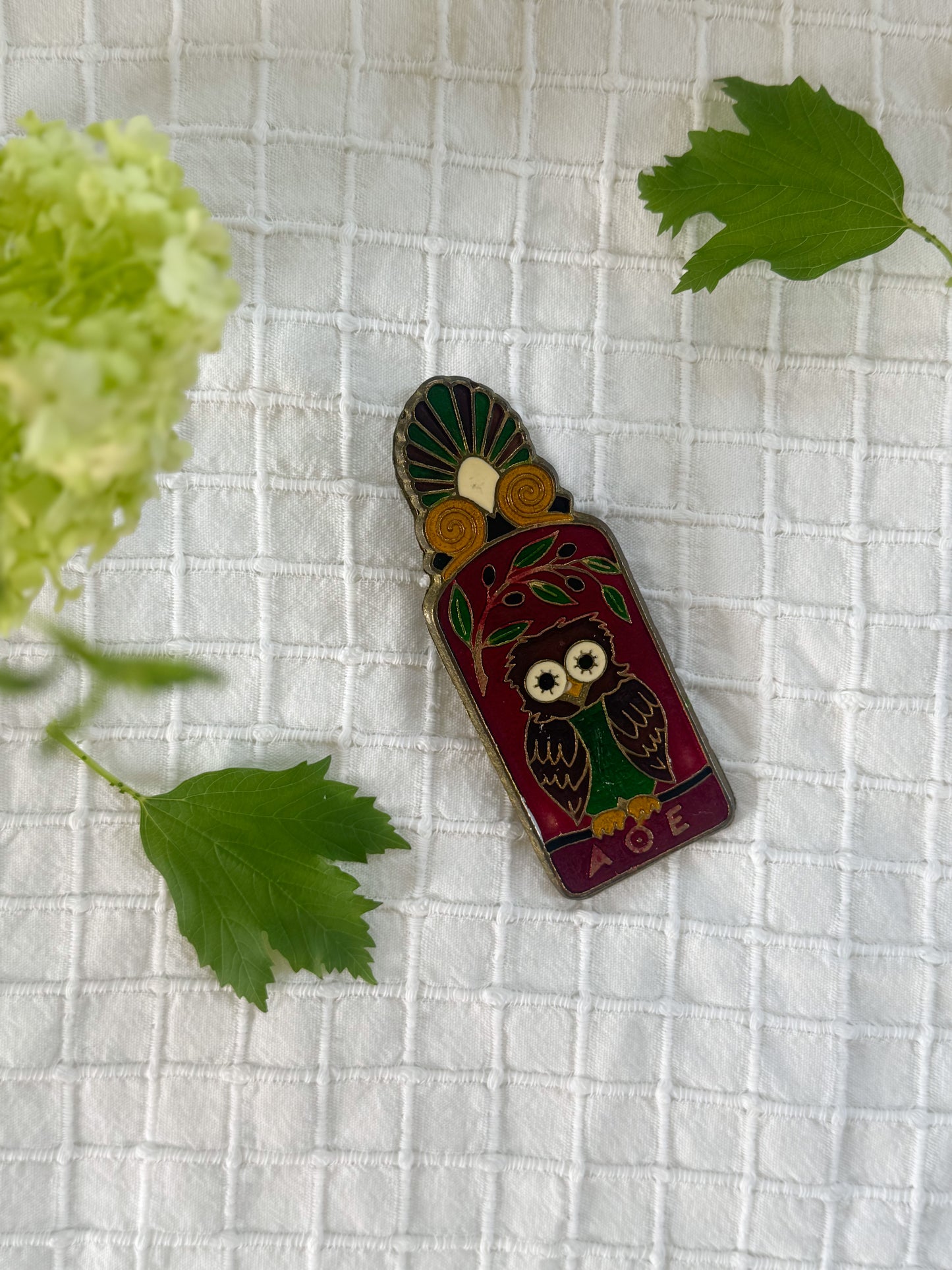 Vintage Greek Cloisonné Brass Letter Clip (Double Sided Design)