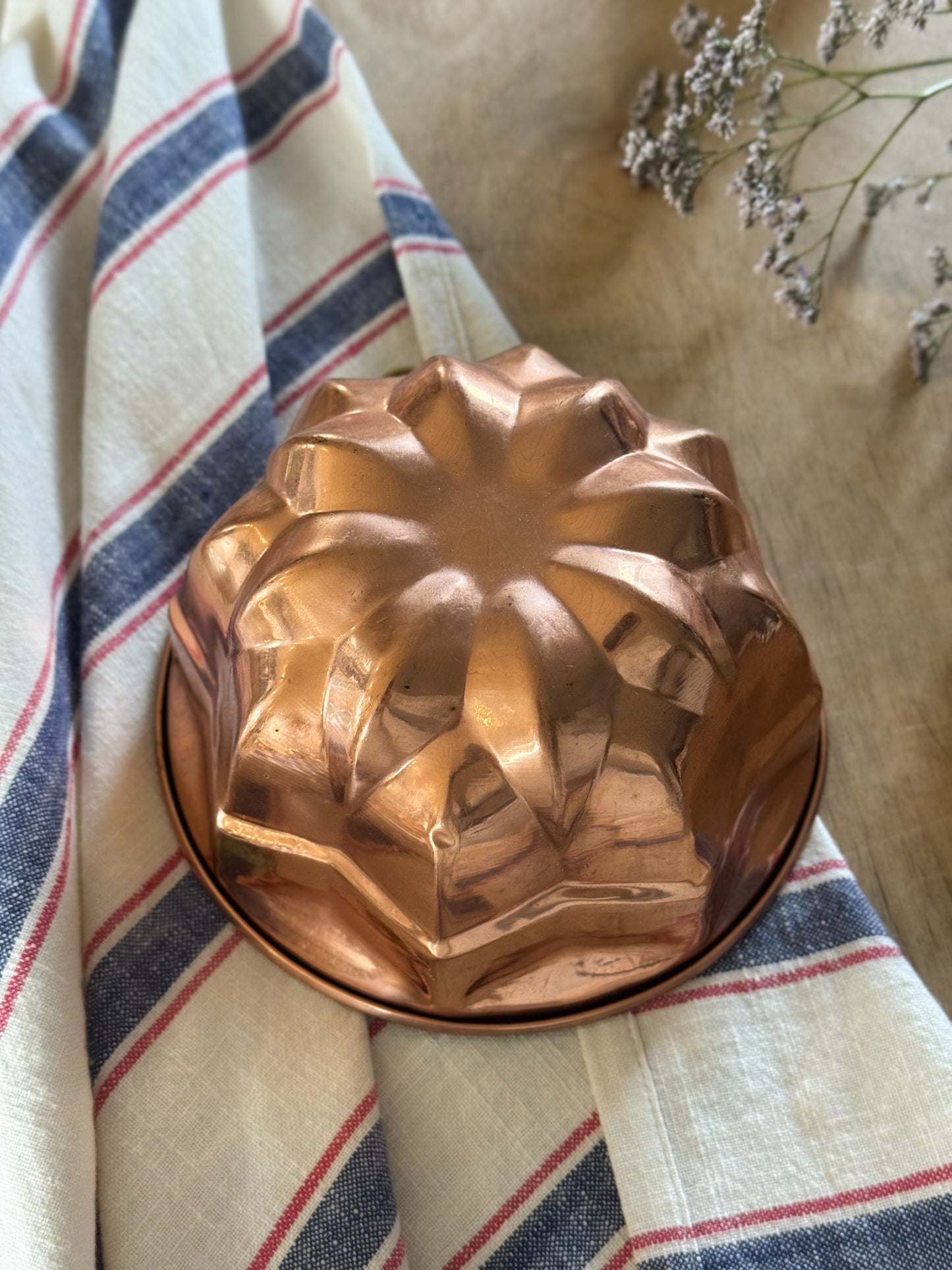 Vintage Midcentury Copper Jelly Mould - Starburst Design