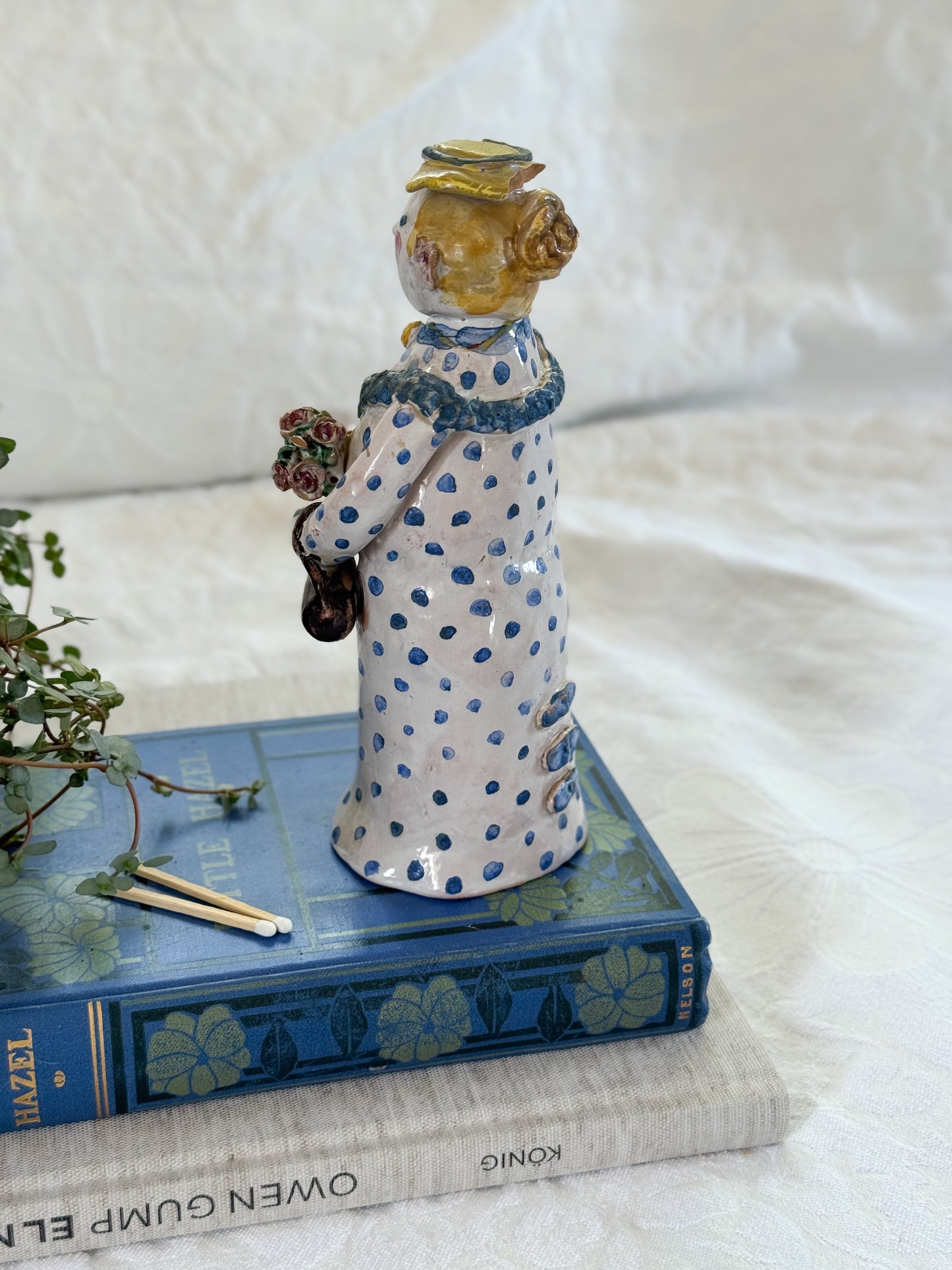 Incredible One-of-a-Kind Studio Pottery Figure – Folk Art Lady (Signed)