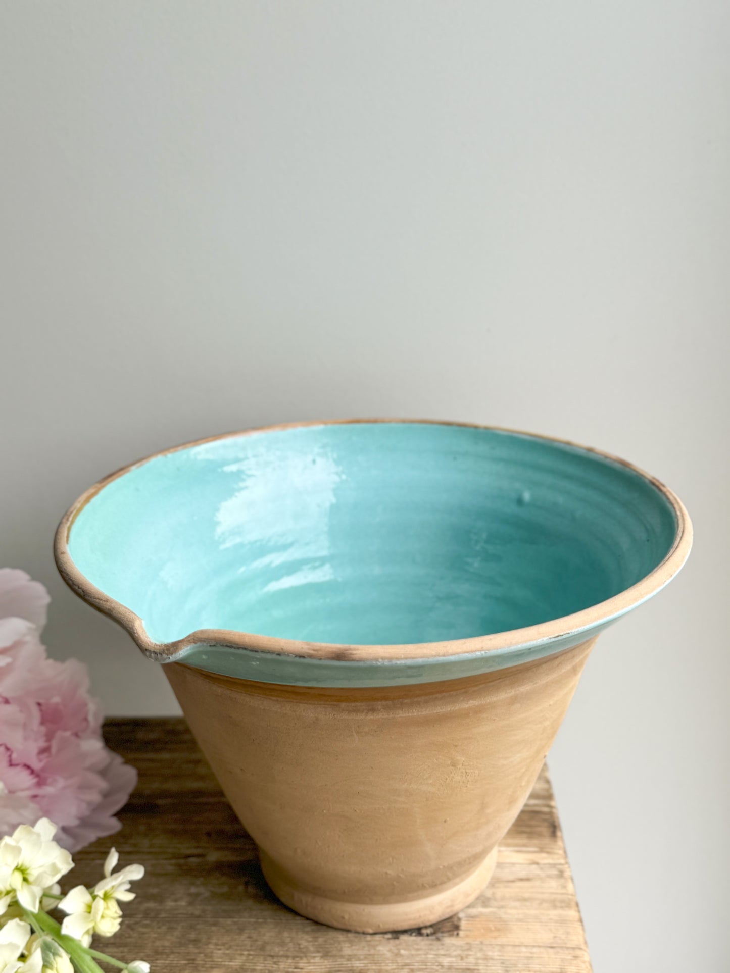 Vintage Hungarian Terracotta Blue Glazed Slipware Pot