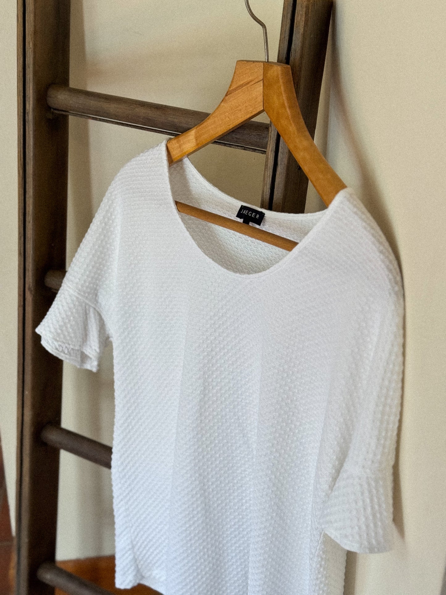 Jaeger Textured Cotton Top, Size L (Made in Portugal)