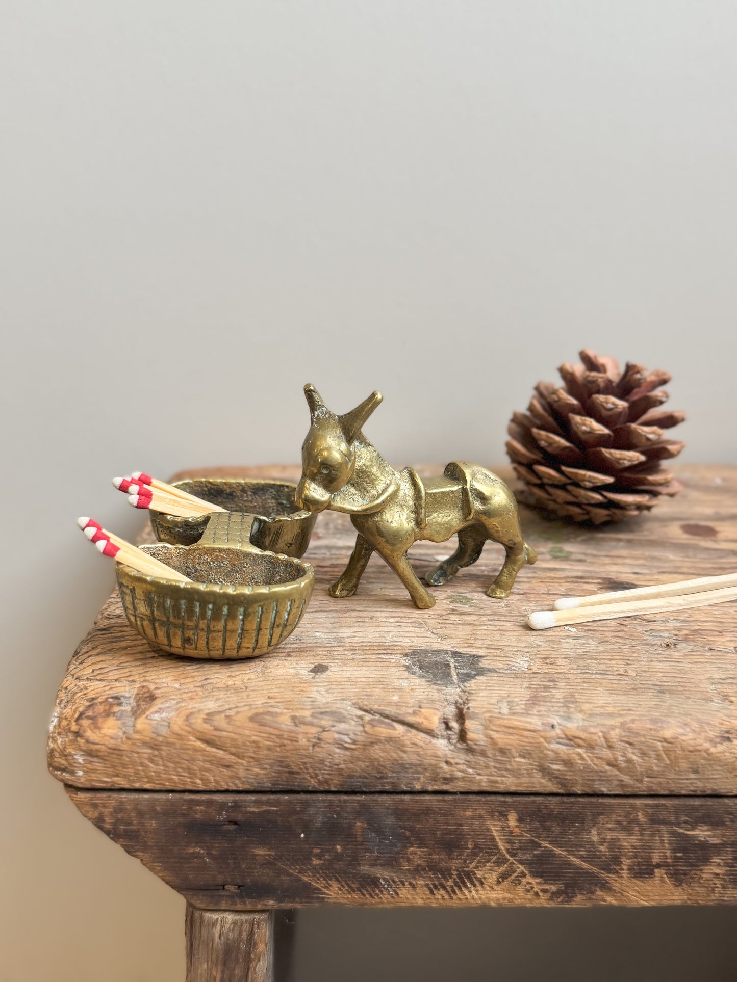 Antique Victorian Cast Brass Donkey Match Holder