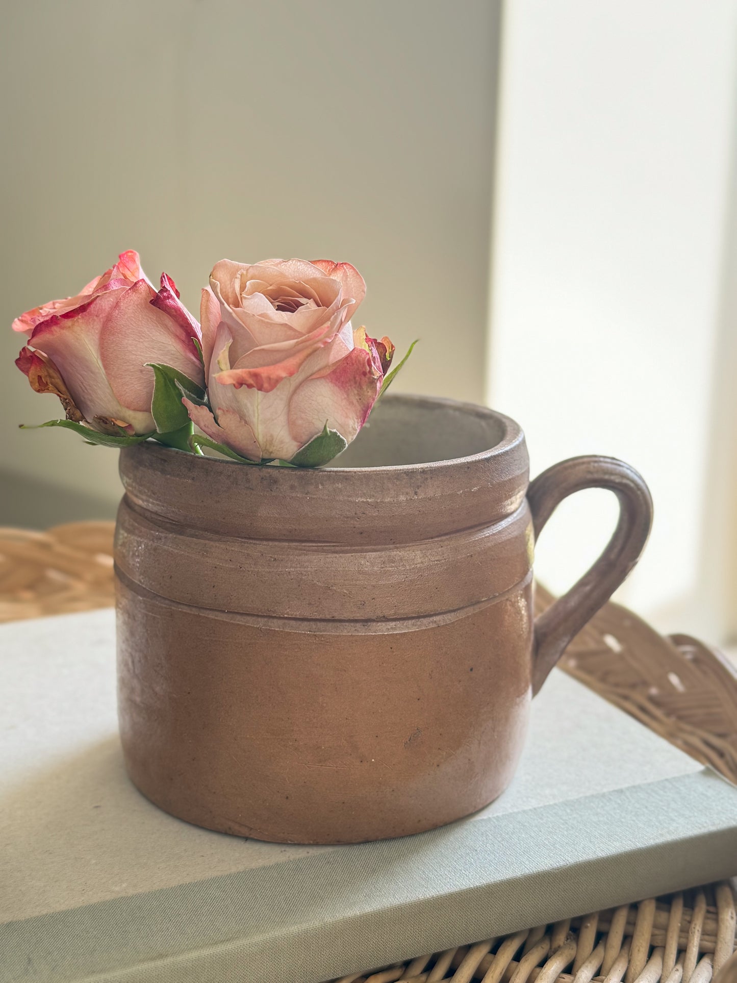 Antique Brown French Earthenware Confit Pot