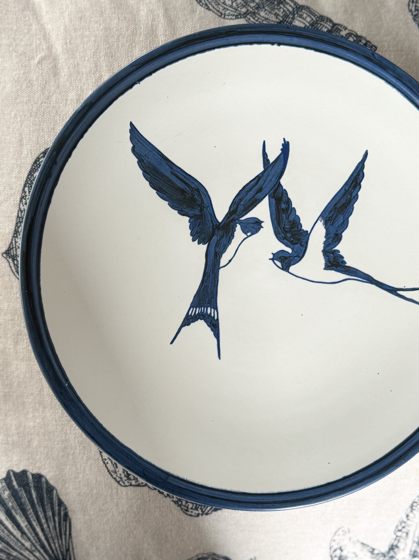Vintage Hand-Painted Swallows Wall Plate, Rieveley Ceramics, Wales