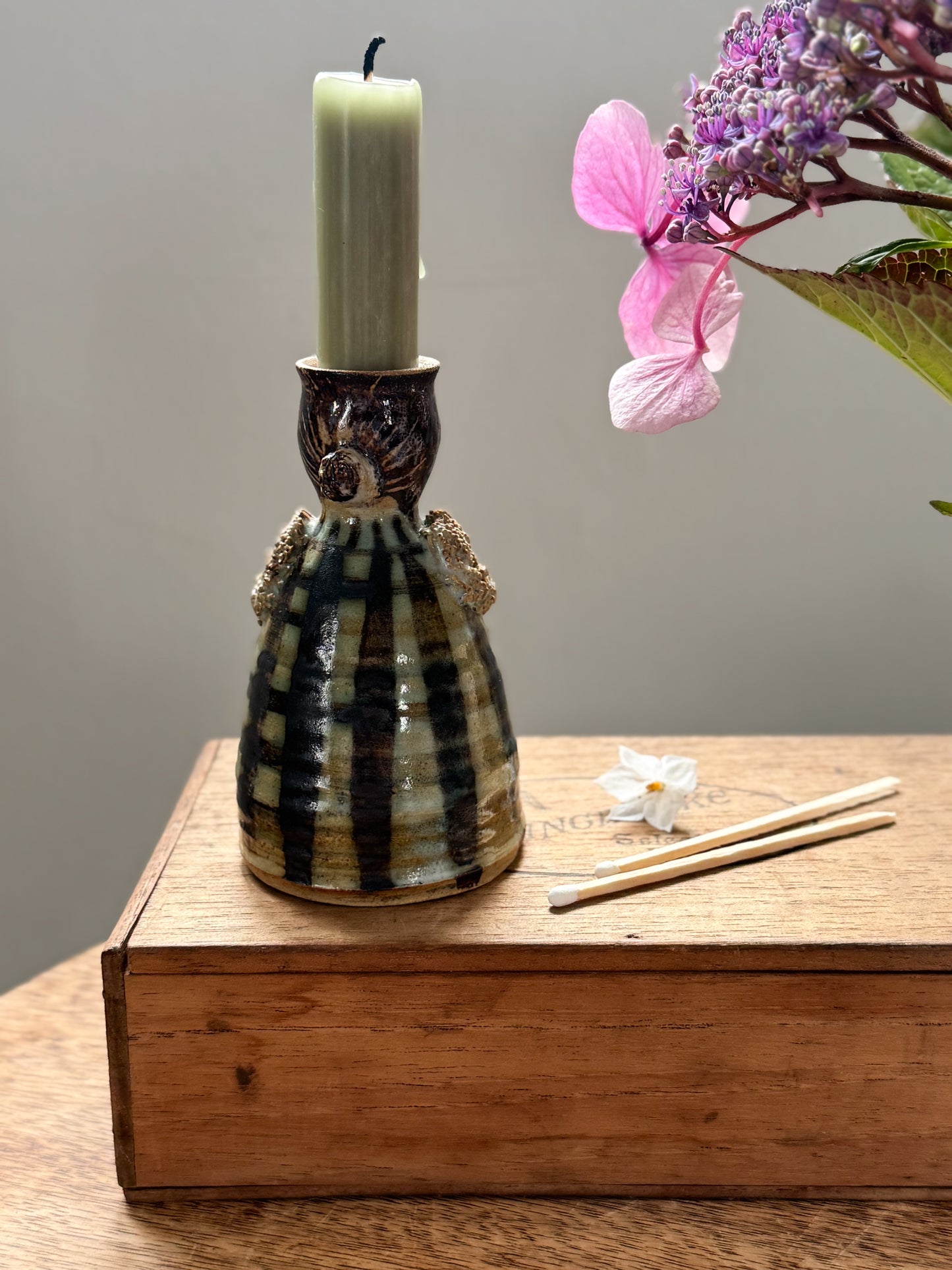 Vintage Studio Pottery ‘Little Lady’ Candle Holder / Bud Vase