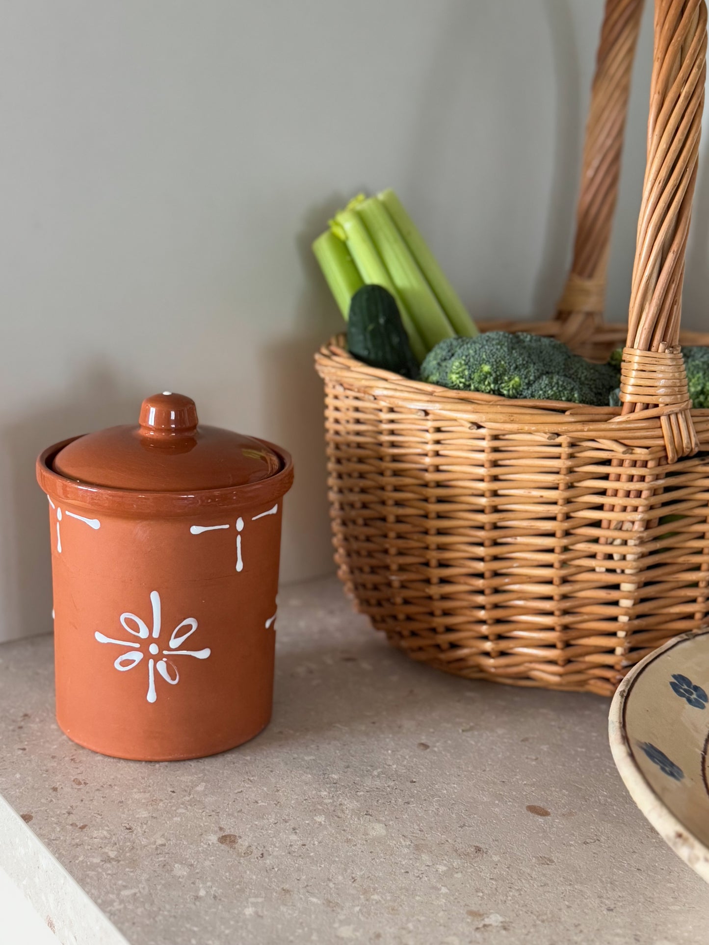 Vintage House of Fraser Terracotta Slipware Storage Canister