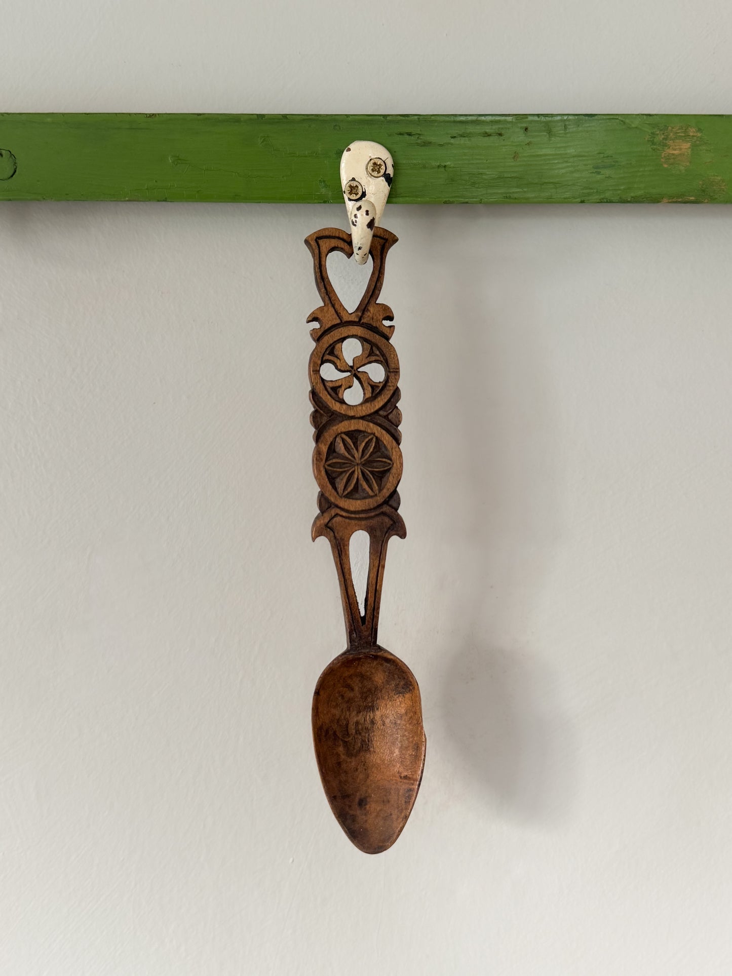 Vintage Hand-Carved Welsh Love Spoon by Alan Hemming