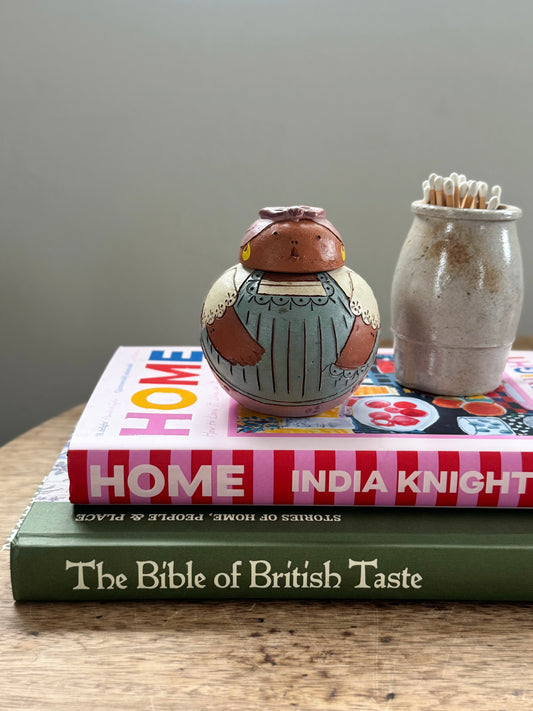 Vintage One-of-a-Kind Studio Pottery Folk Art Lady Ginger Jar