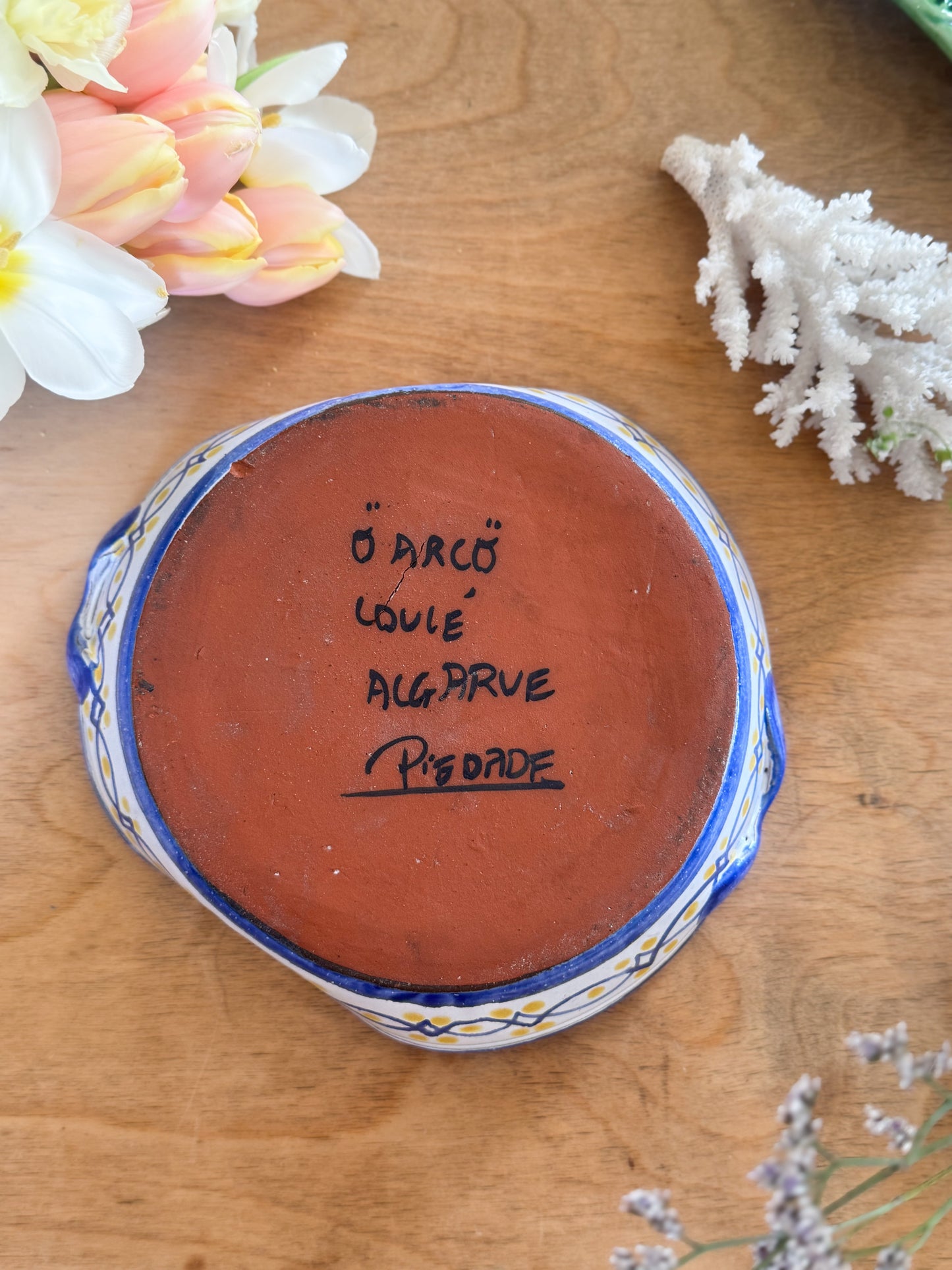Vintage Hand-Painted Portuguese Sunflower Sectional Dish – Algarve