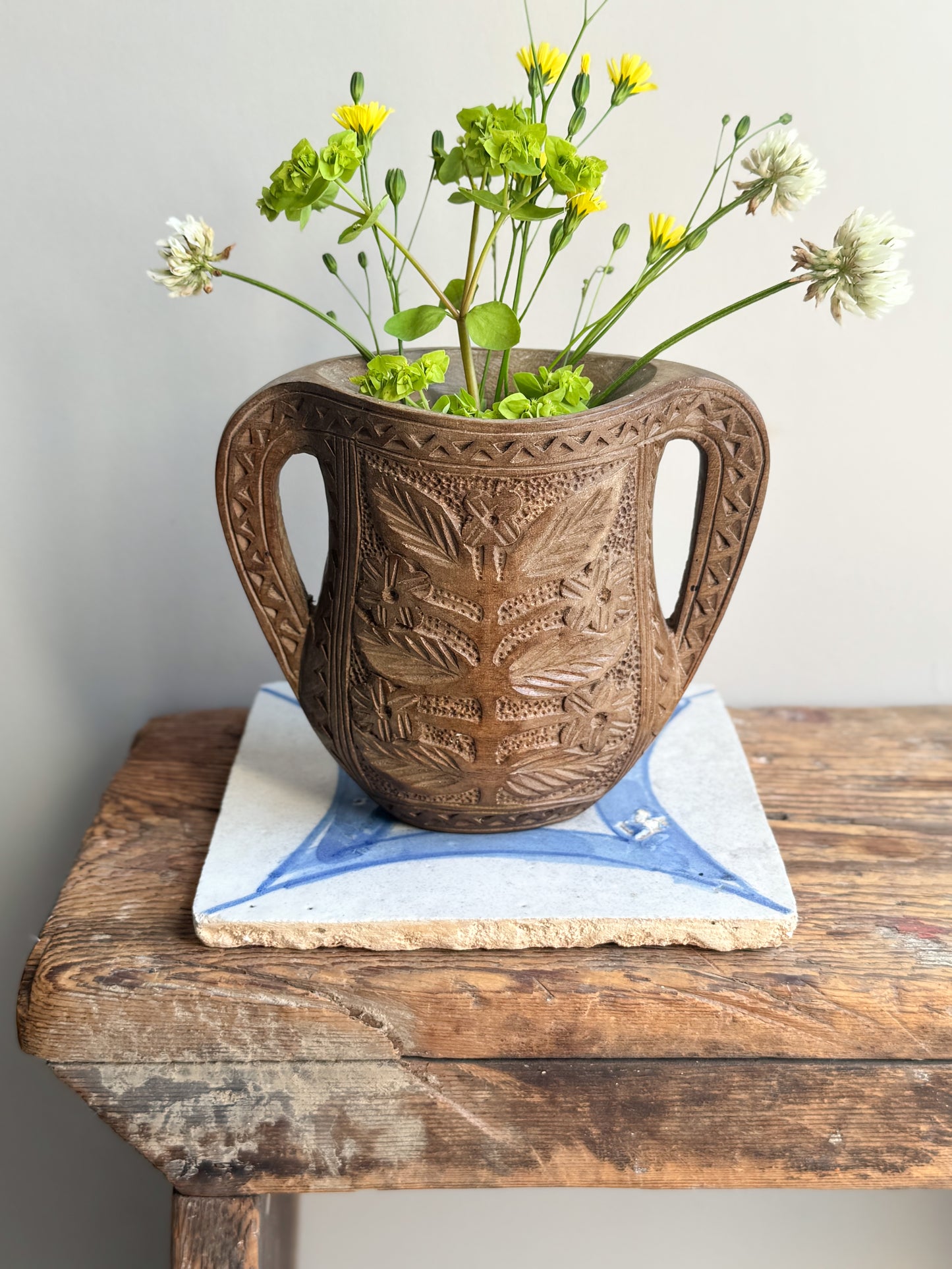 Vintage Hand-Carved Yugoslavian Folk Art Loving Cup