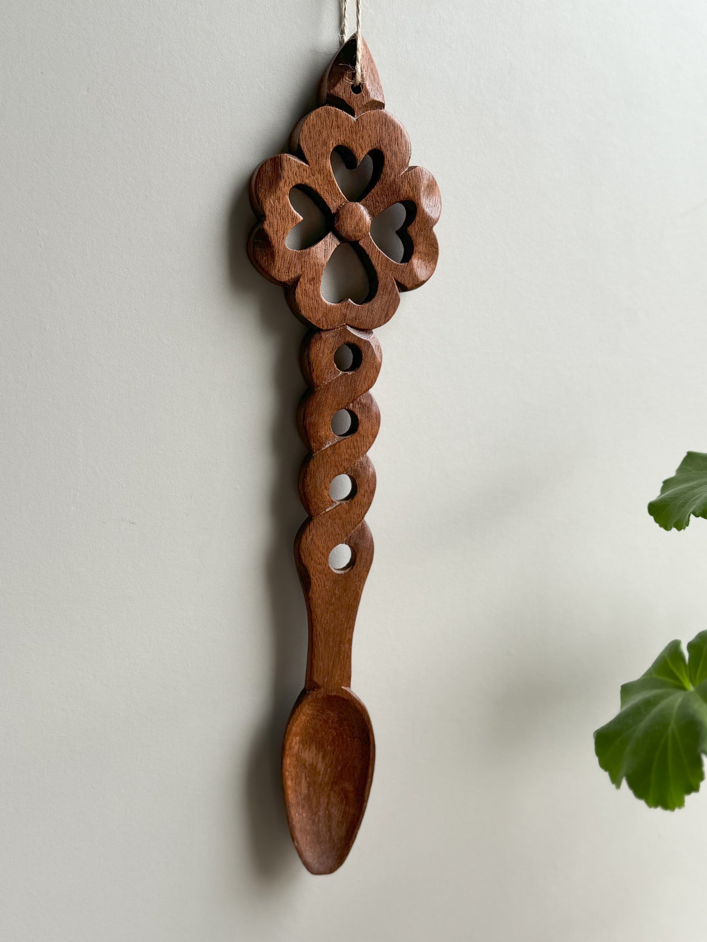 Flower Intricately Carved Vintage Welsh Love Spoon