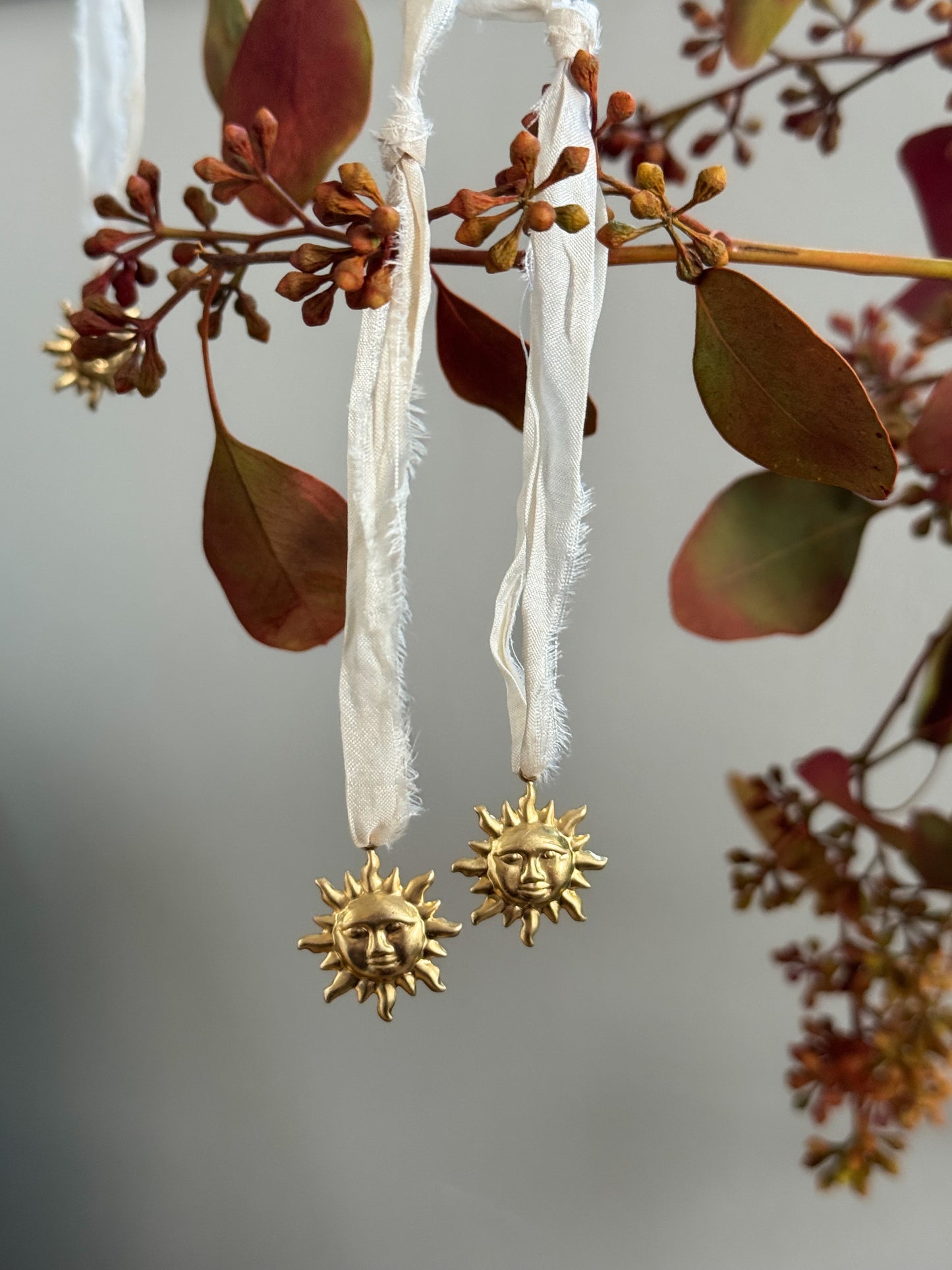 Handmade Miniature Brass Sun Decorations (Set of 5)