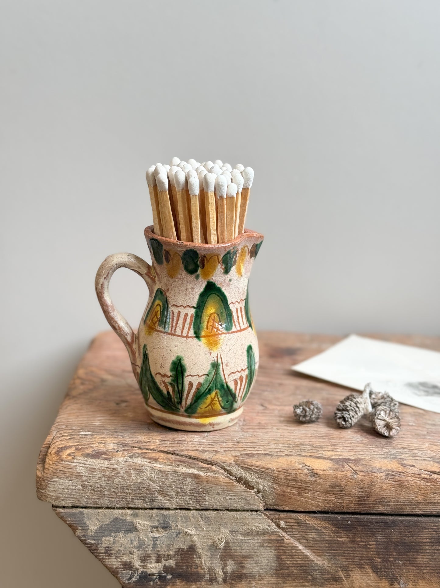 Antique Mediterranean Glazed Terracotta Miniature Creamer | Match Pot