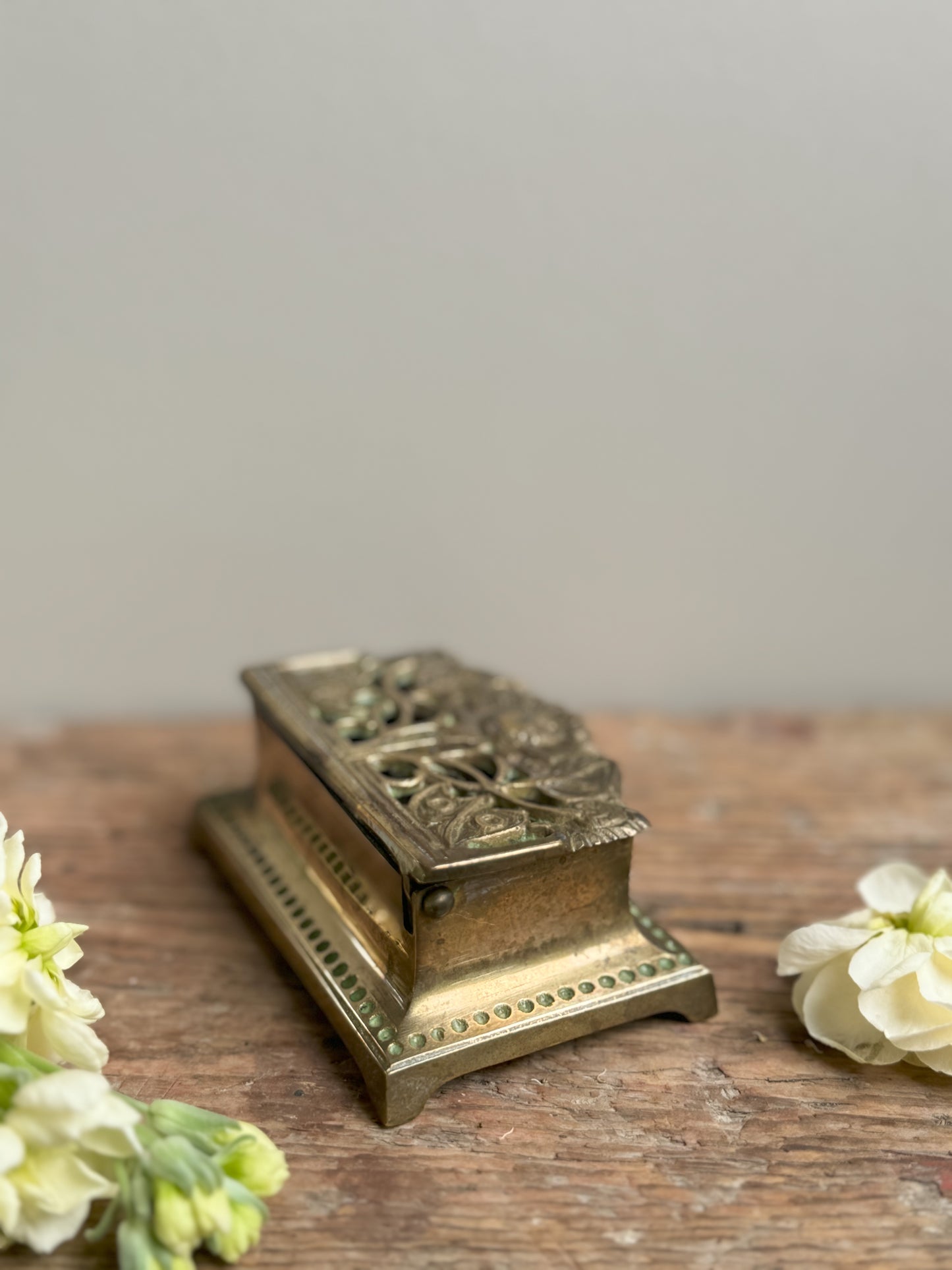 Solid Brass Sunflower Inkwell