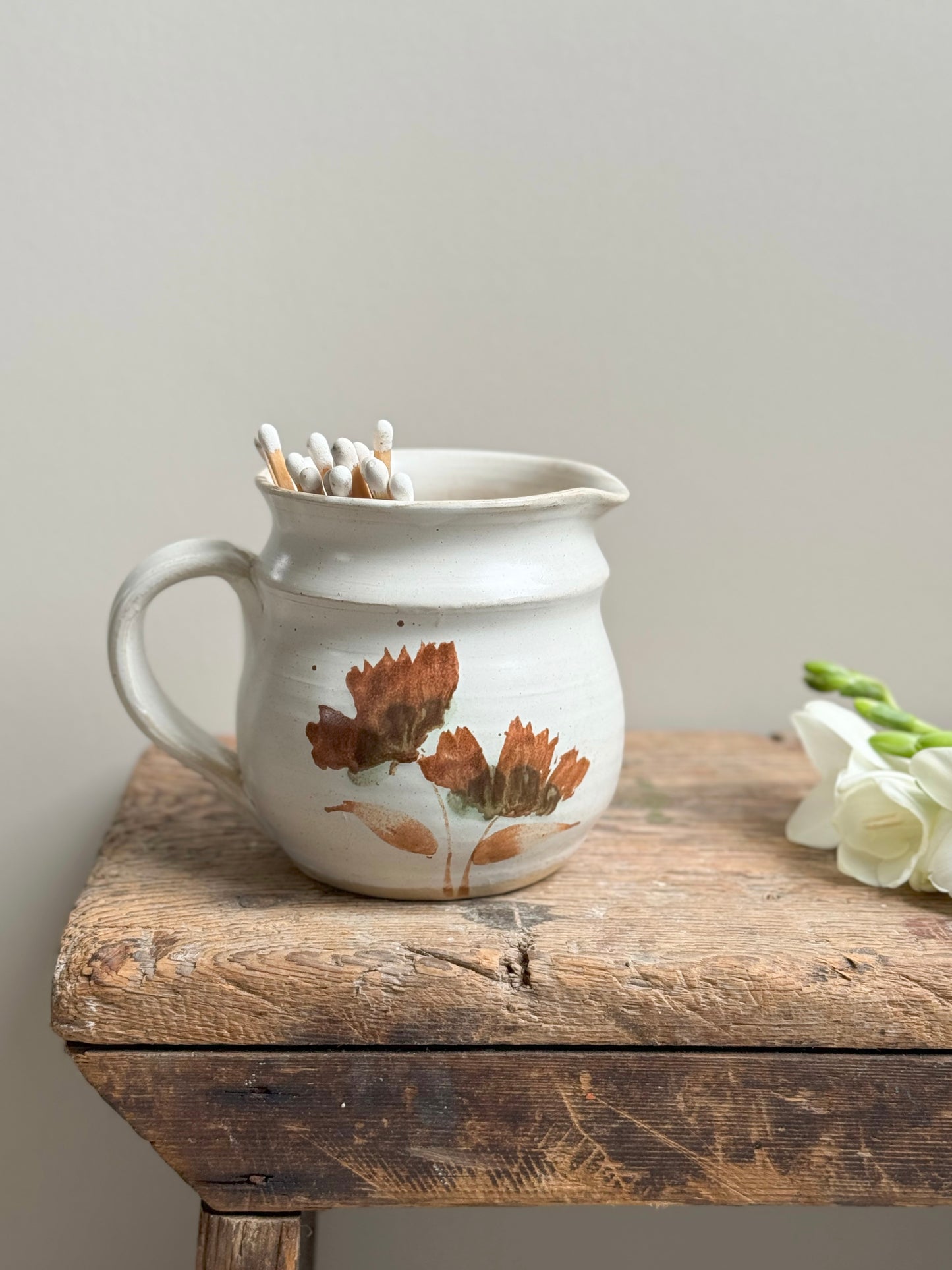 Abstract Floral Studio Pottery Creamer
