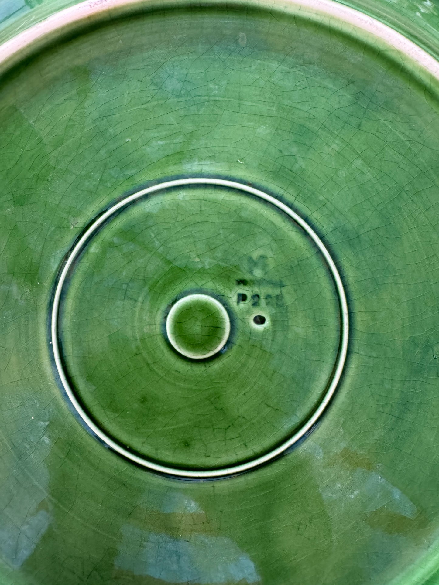 Large Vintage Portuguese Majolica Cabbageware Serving Platter