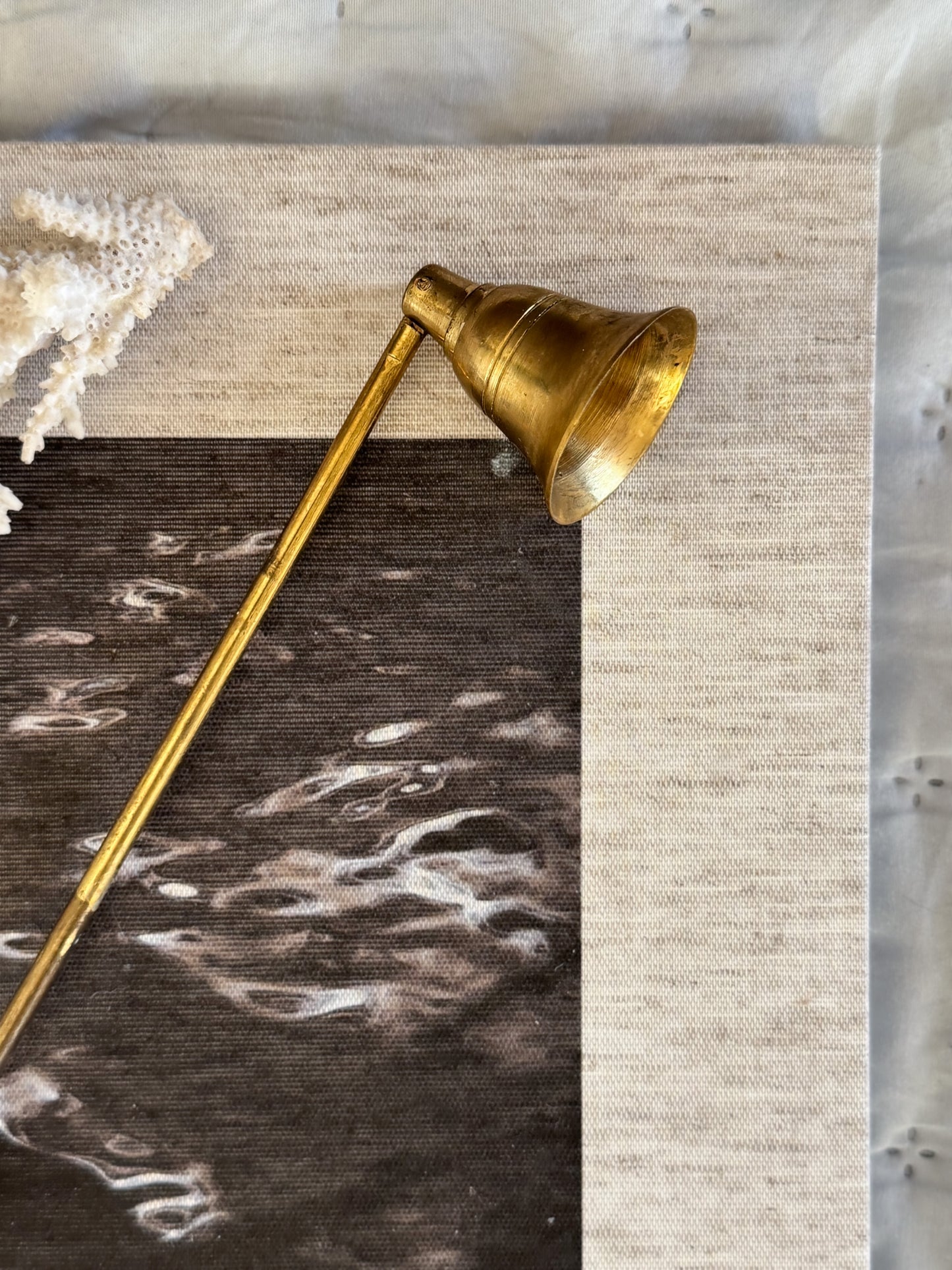 Vintage Brass Candle Snuffer with Varnished Wood Handle