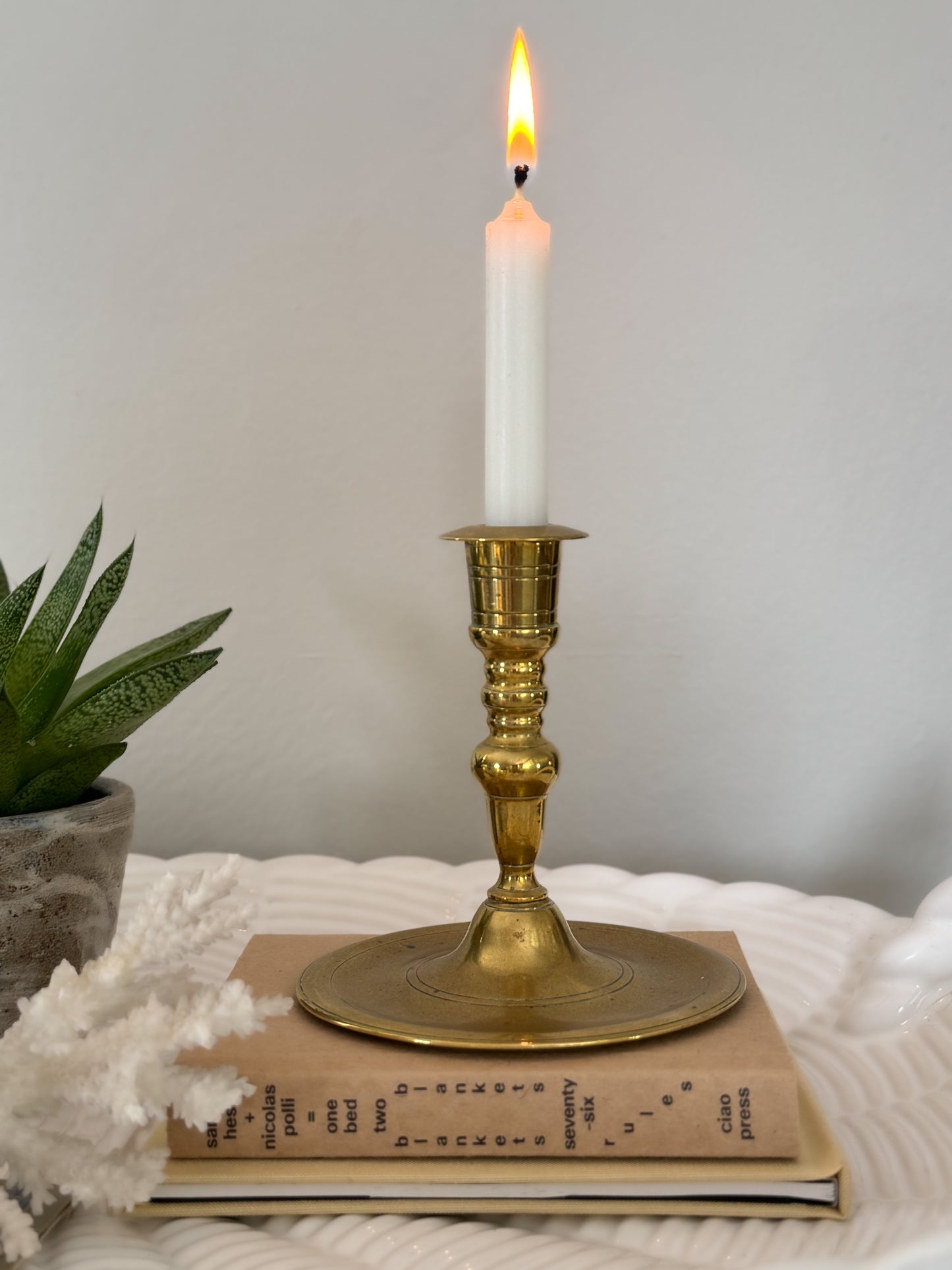 Antique Solid Brass Candlestick Holder