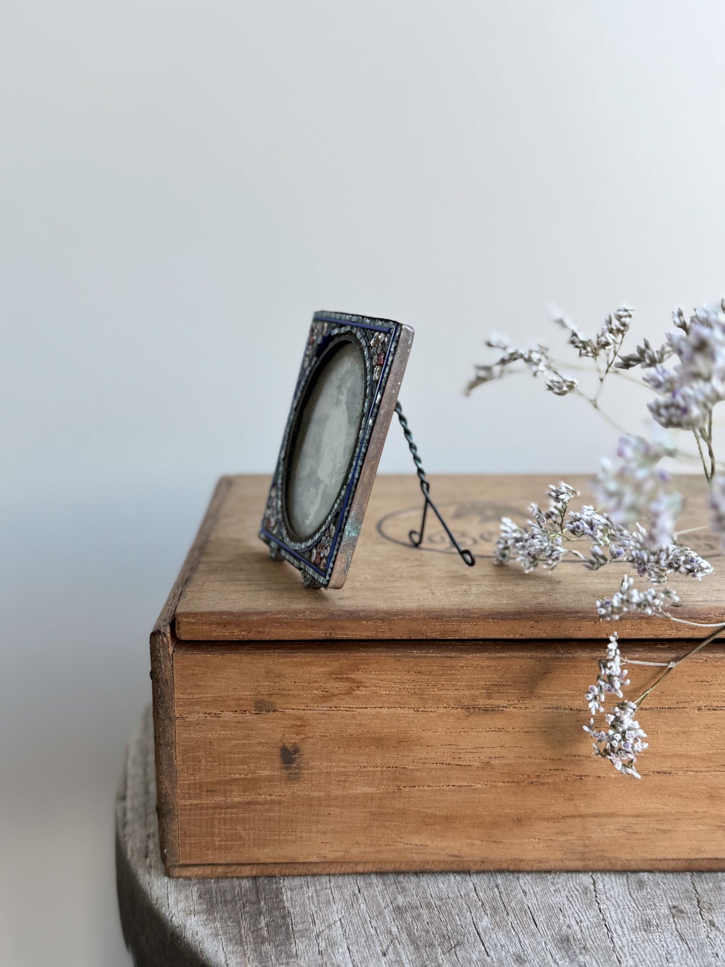 Antique Handmade Italian Micro Mosaic Miniature Photo Frame