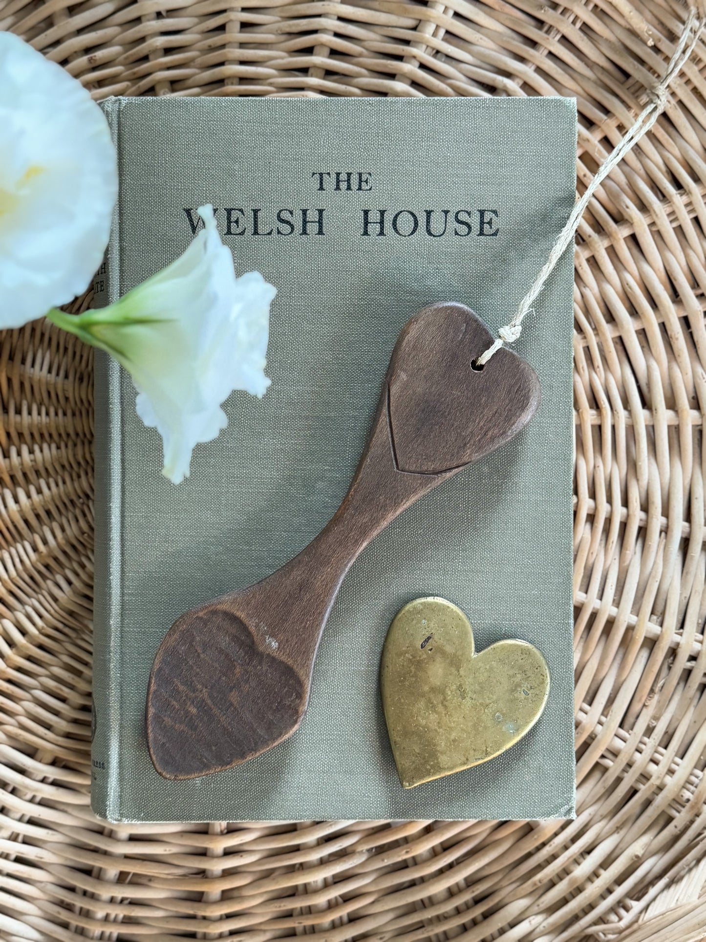 Hand-Carved Welsh Love Spoon • Two Hearts