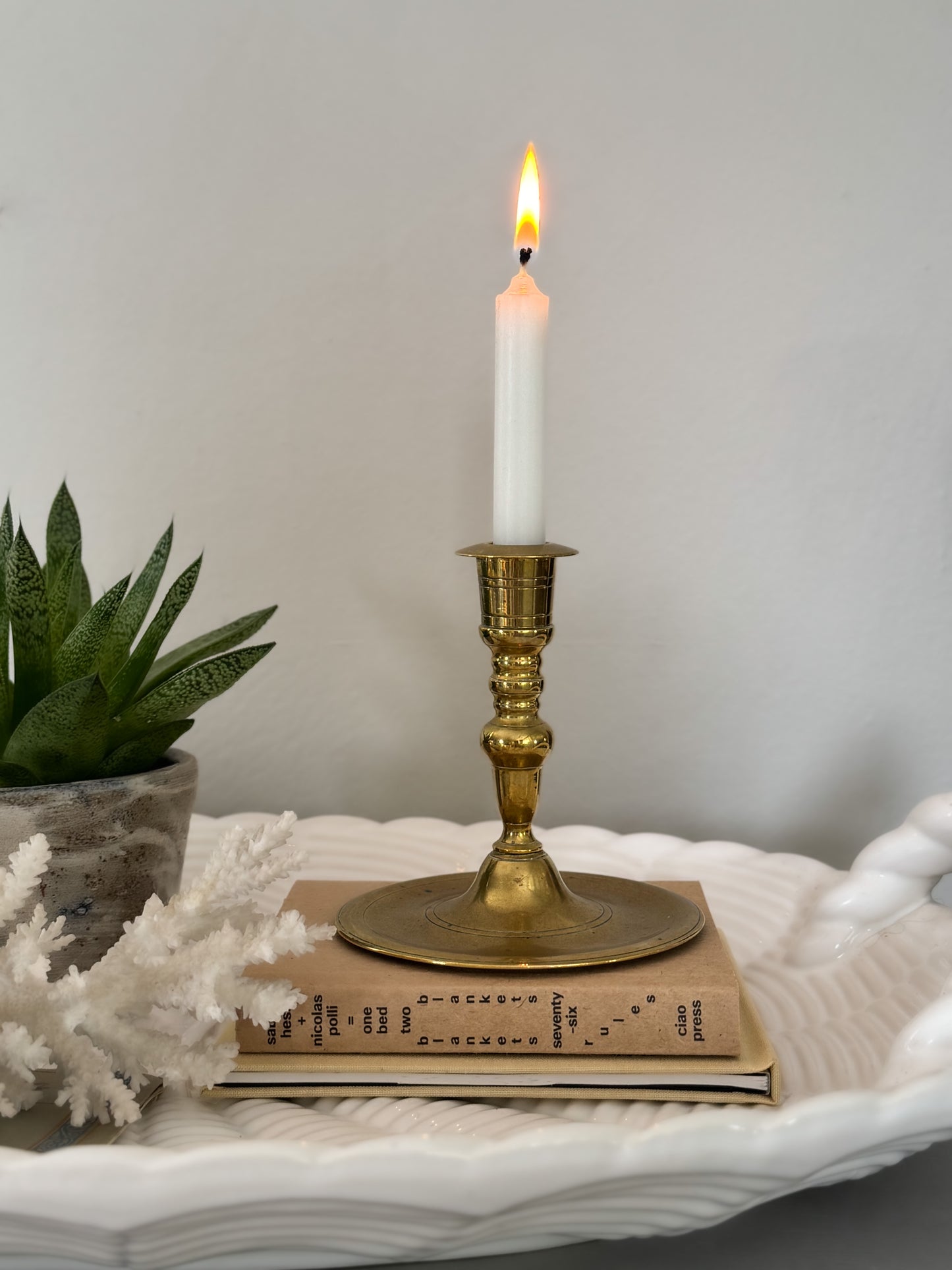 Antique Solid Brass Candlestick Holder