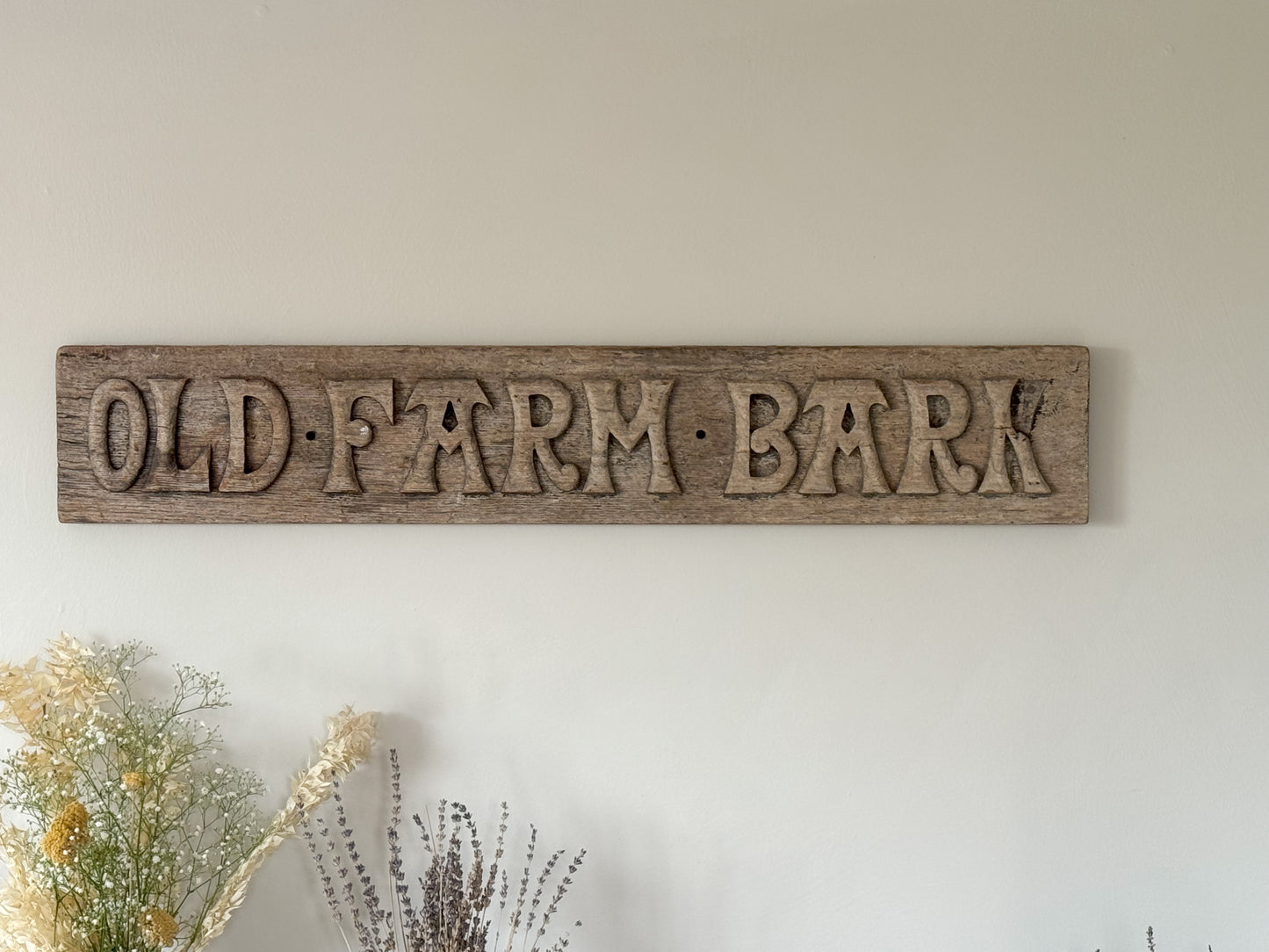 Large Handmade Rustic Wooden ‘Old Farm Bark’ Sign