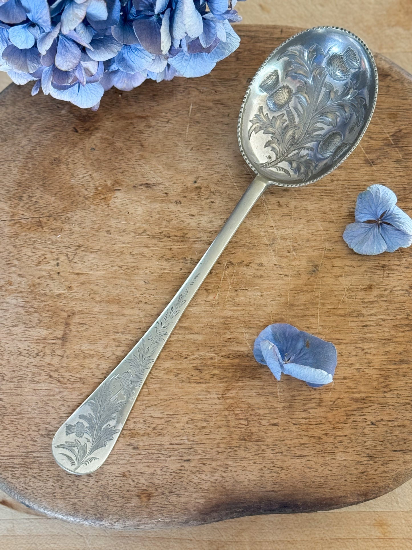 Vintage Silver Plated Walker & Hall Sheffield, Thistle Serving Spoon