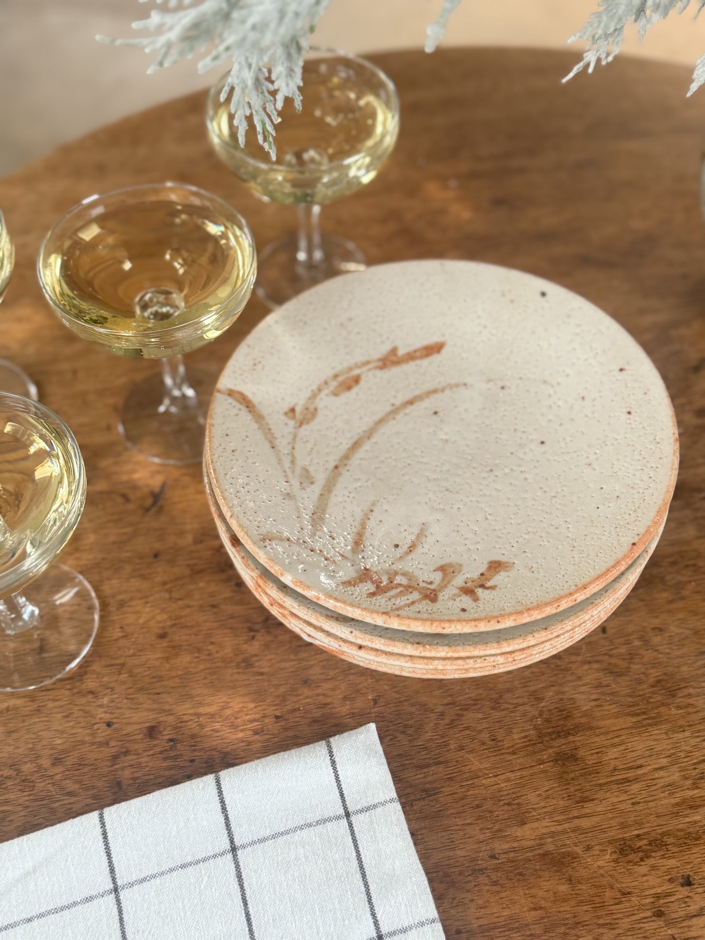 Vintage Unique Chinese Studio Pottery Plates | Set of 4