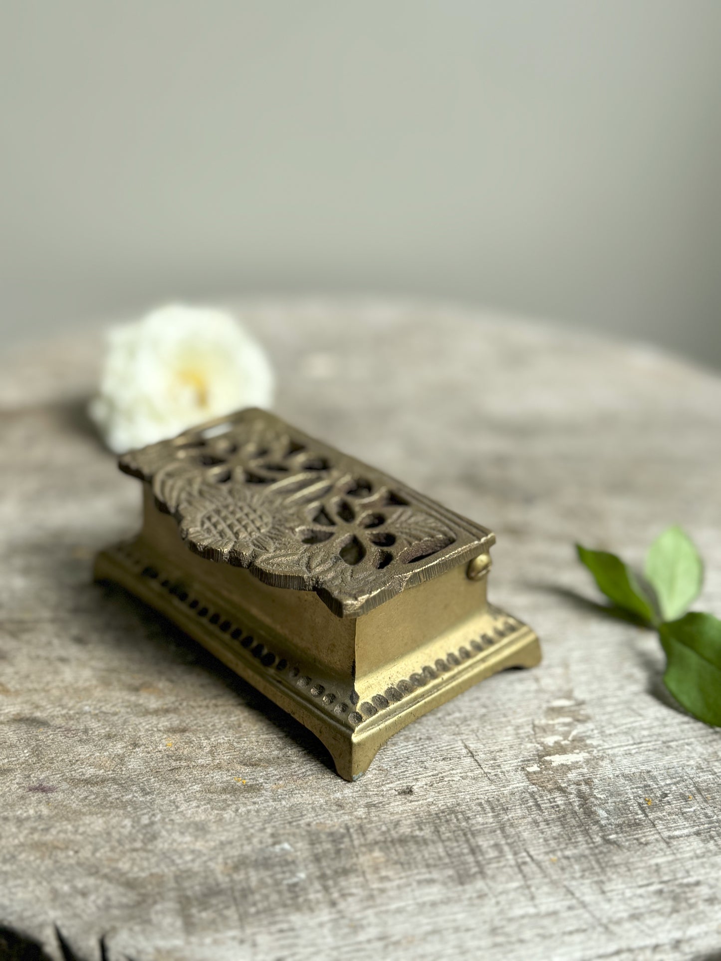 Solid Brass Sunflower Inkwell