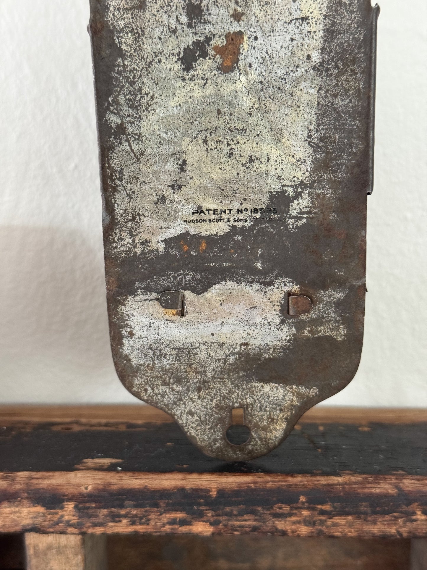 Antique Tin Wall-Mounted Match Box Holder by Hudson Scott & Sons, c.1905