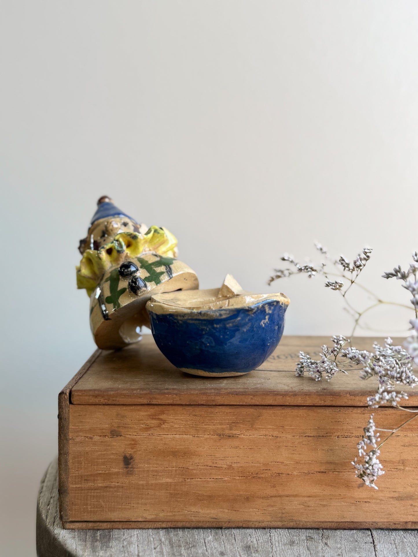 Vintage One-of-a-Kind Handmade Studio Pottery Clown • Sculptural Jar