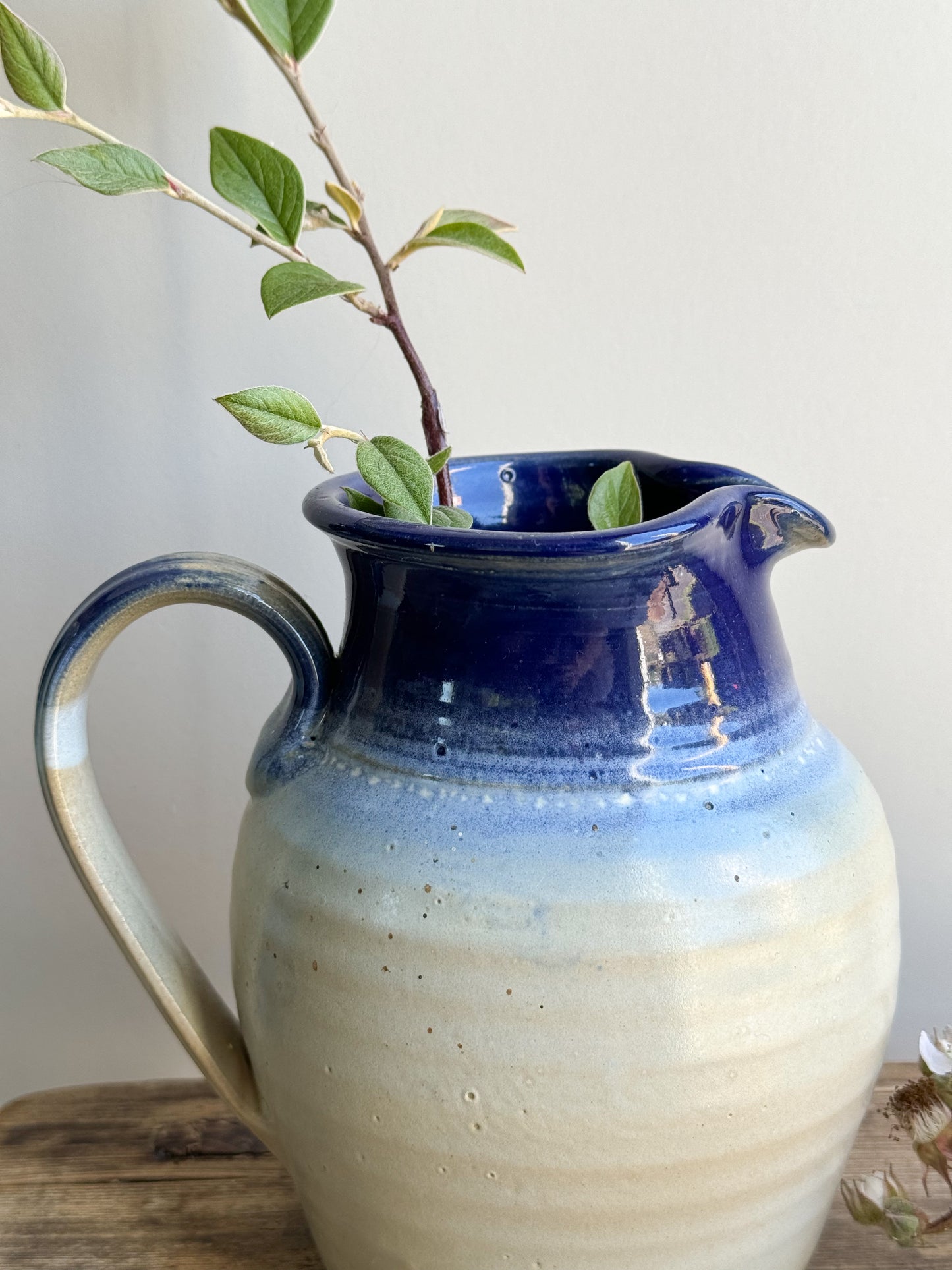 Large Blue Tone Glazed Stoneware Jug